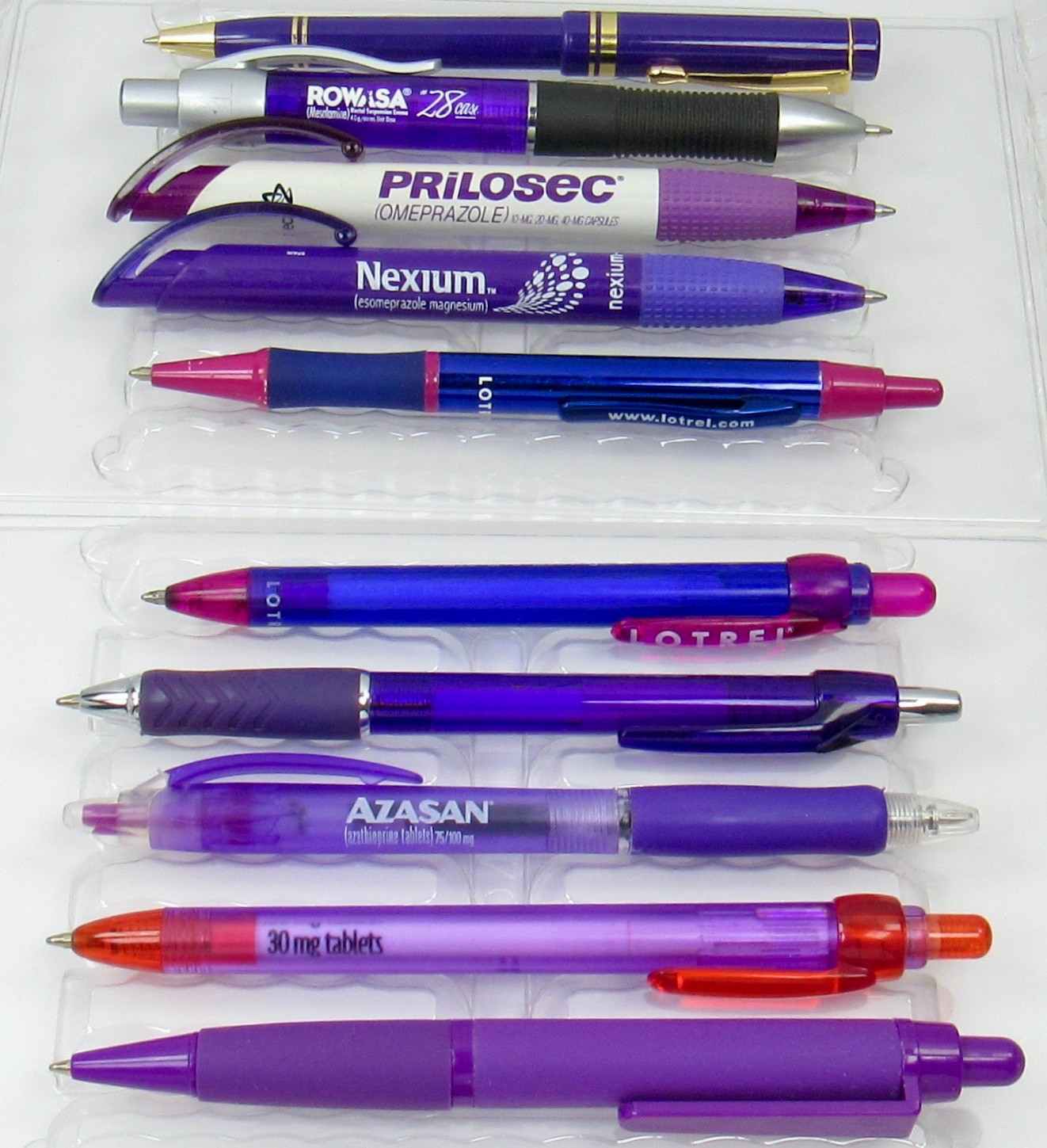 Drug Rep Lot 10 PENS Shades of Purple Pharmaceutical Promo Medical Advertising