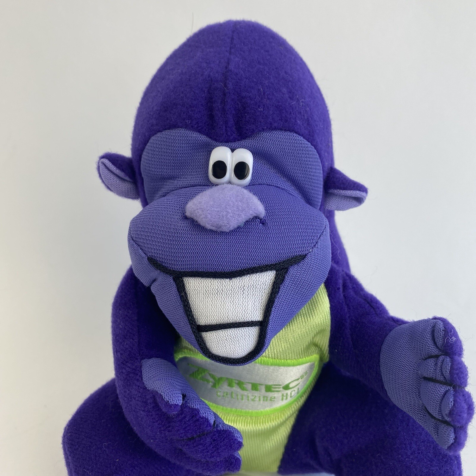 ZYRTEC Purple Plush Gorilla Monkey Stuffed Toy Pharmaceutical Advertisement 6”