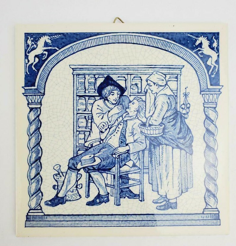 Burroughs Wellcome – Delft Holland Handmade Tile Pharmacist Recognition 1986