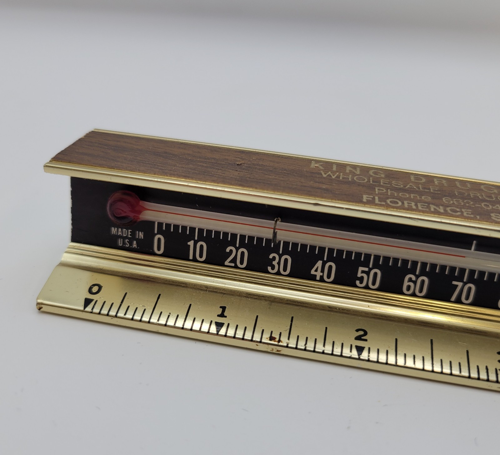 King Drug Company Wholesale Druggist Florence SC Paperweight Thermometer Ruler