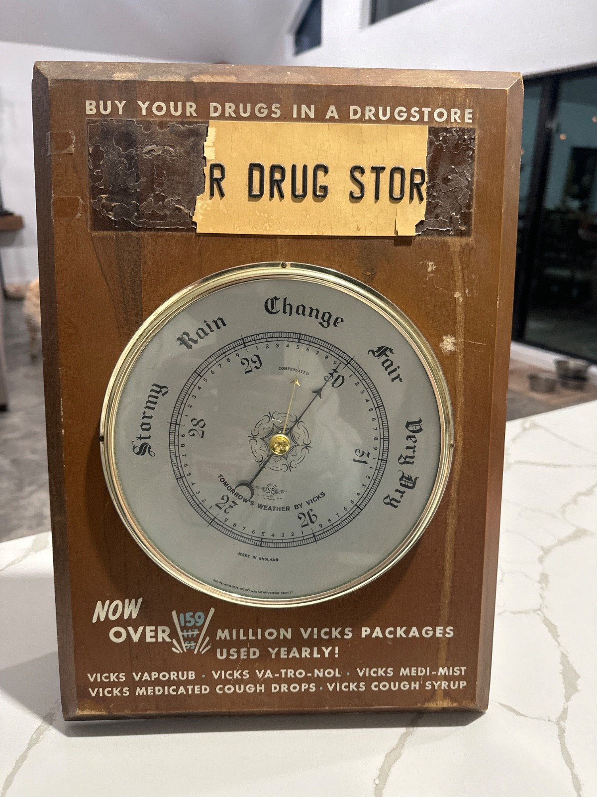 Vintage/Antique Pharmacy Vicks Barometer Advertisement