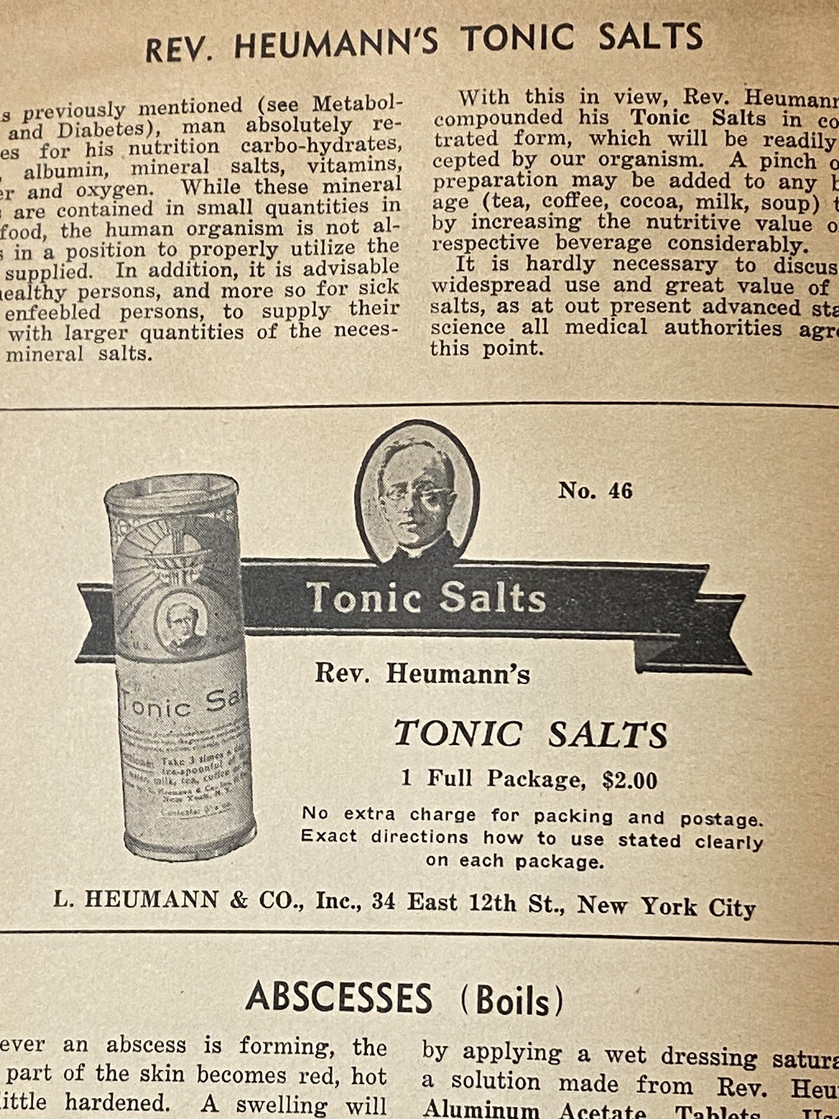 Vintage Advertising Heumann Family Health Book Patent Quack Medicine 1936 NYC