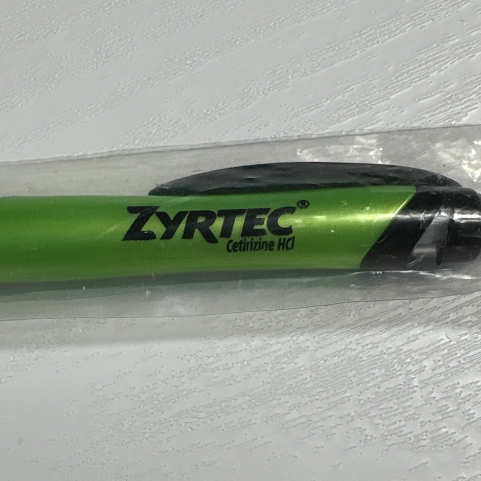 Lot RARE Drug Rep ZYRTEC Green Collectible Pens Advertising New Old Stock Sealed