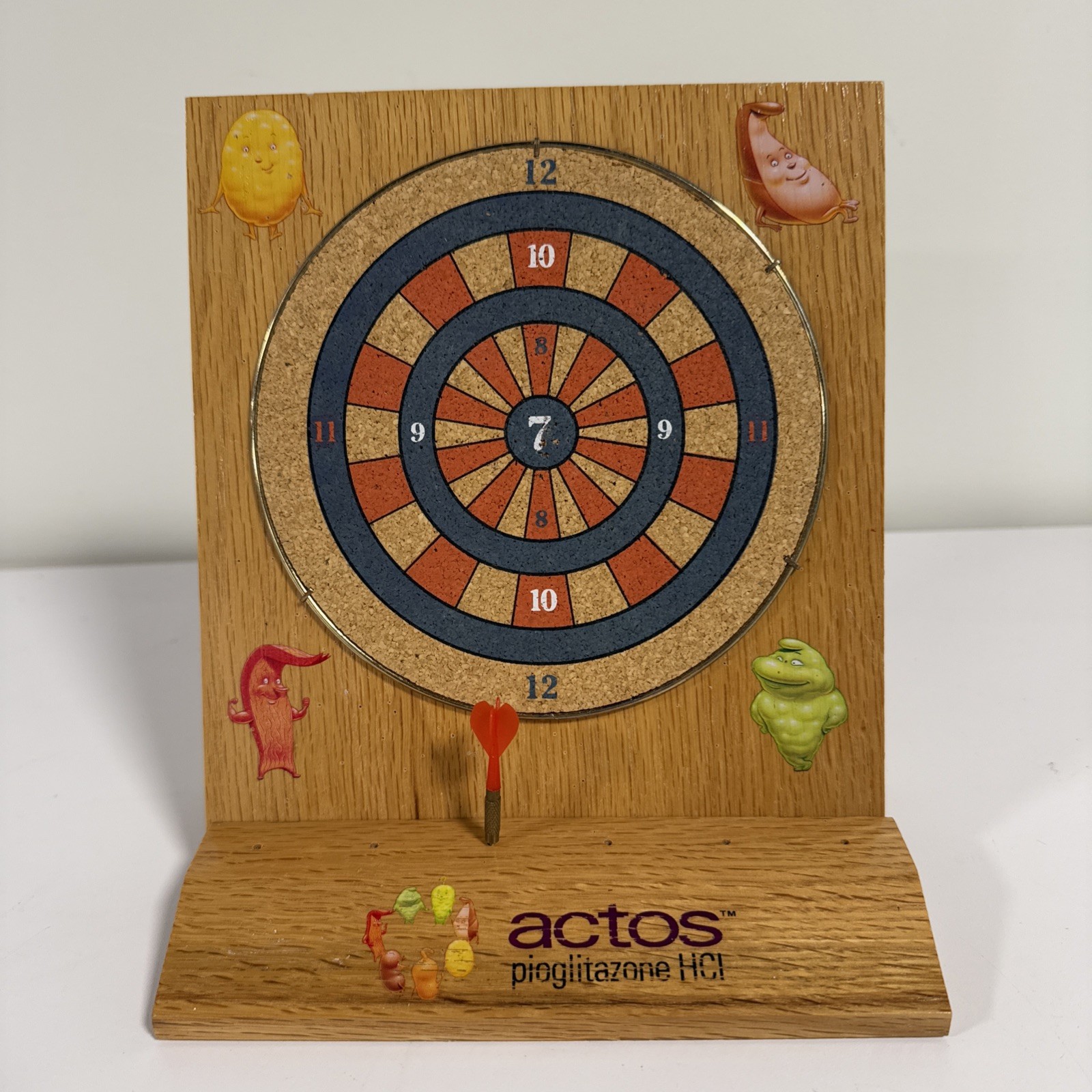 Vintage Takeda Pharma Rep Sales Actos Pioglitazone Mini Wood Desk Top Dart Game