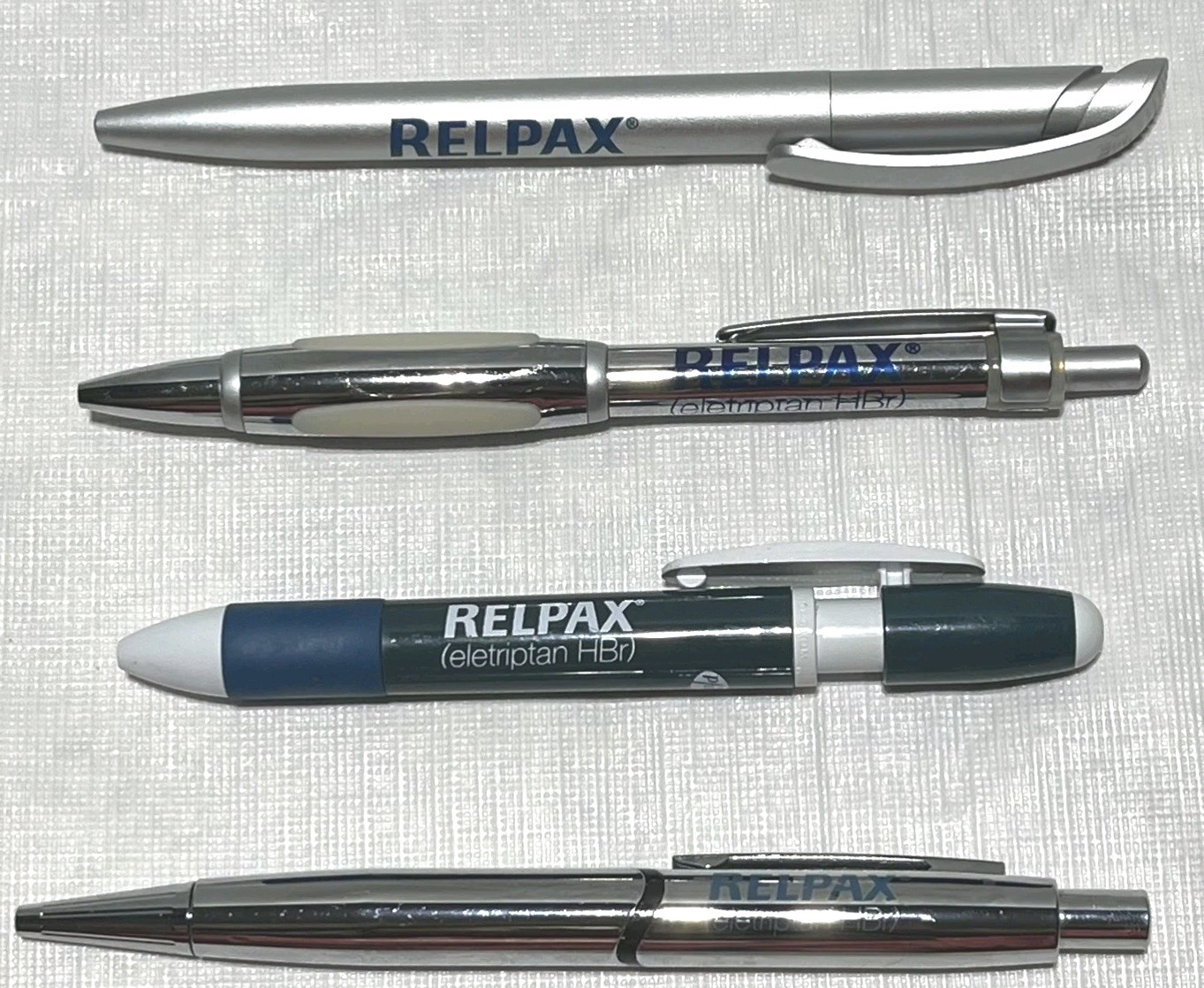 Relpax Brand Name Pharmaceutical Pharmacy Drug Rep ink pens advertising lot Of 4