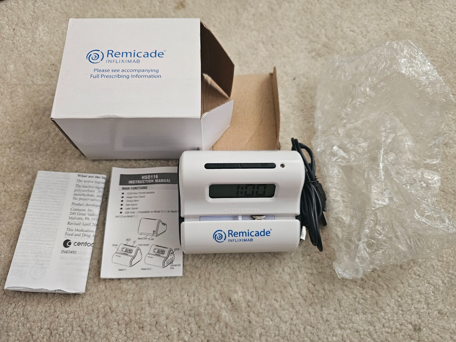 Remicade Infliximab Drug Rep Pharmaceutical Promo NIB 2007 USB Hub Clock Rare!