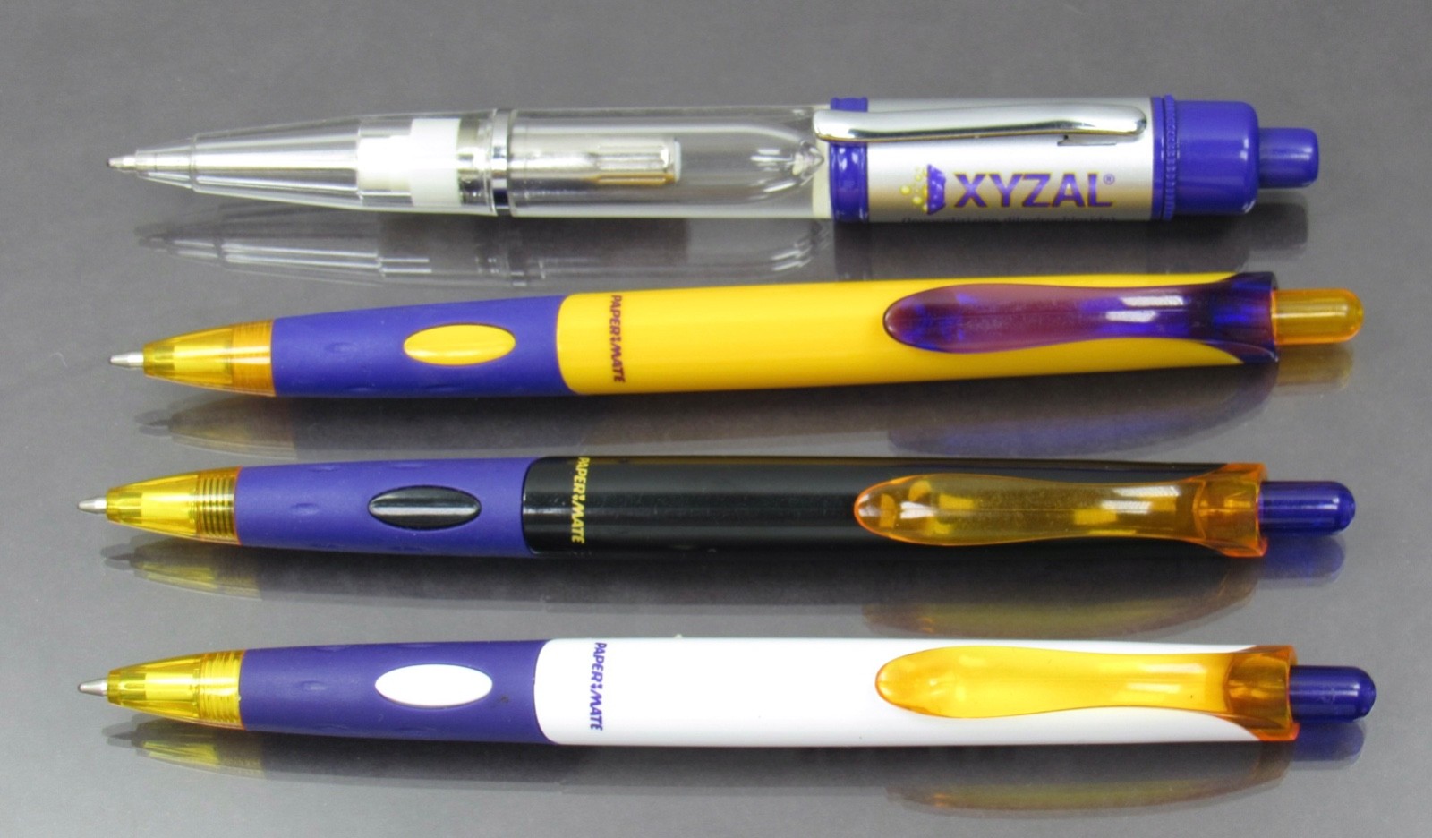 Lot of 4 Xyzal Drug Rep Pharmaceutical Promo Pens 1 Metal Light- Up in 2 Colors