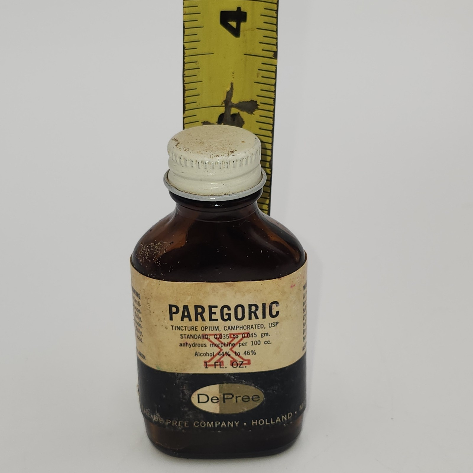 MORPHINE Bottle VINTAGE PAREGORIC U.S. bottle EMPTY medicine glass
