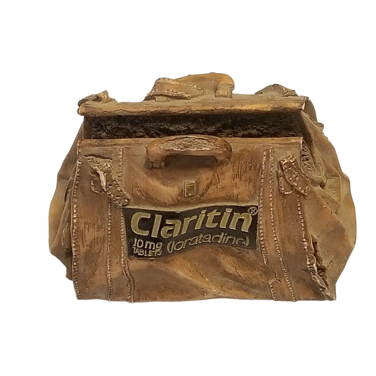 CLARITIN Business Card Holder Advertising Desk Decor Dr Bag Signed S.S. Sarna