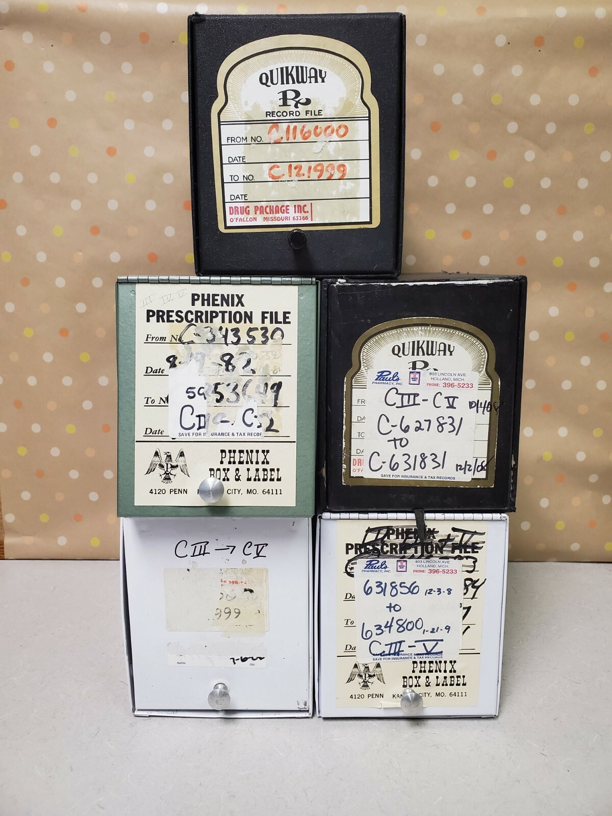 Single Vintage Metal Pharmacy File Record Box – Decor, Storage, Stackable