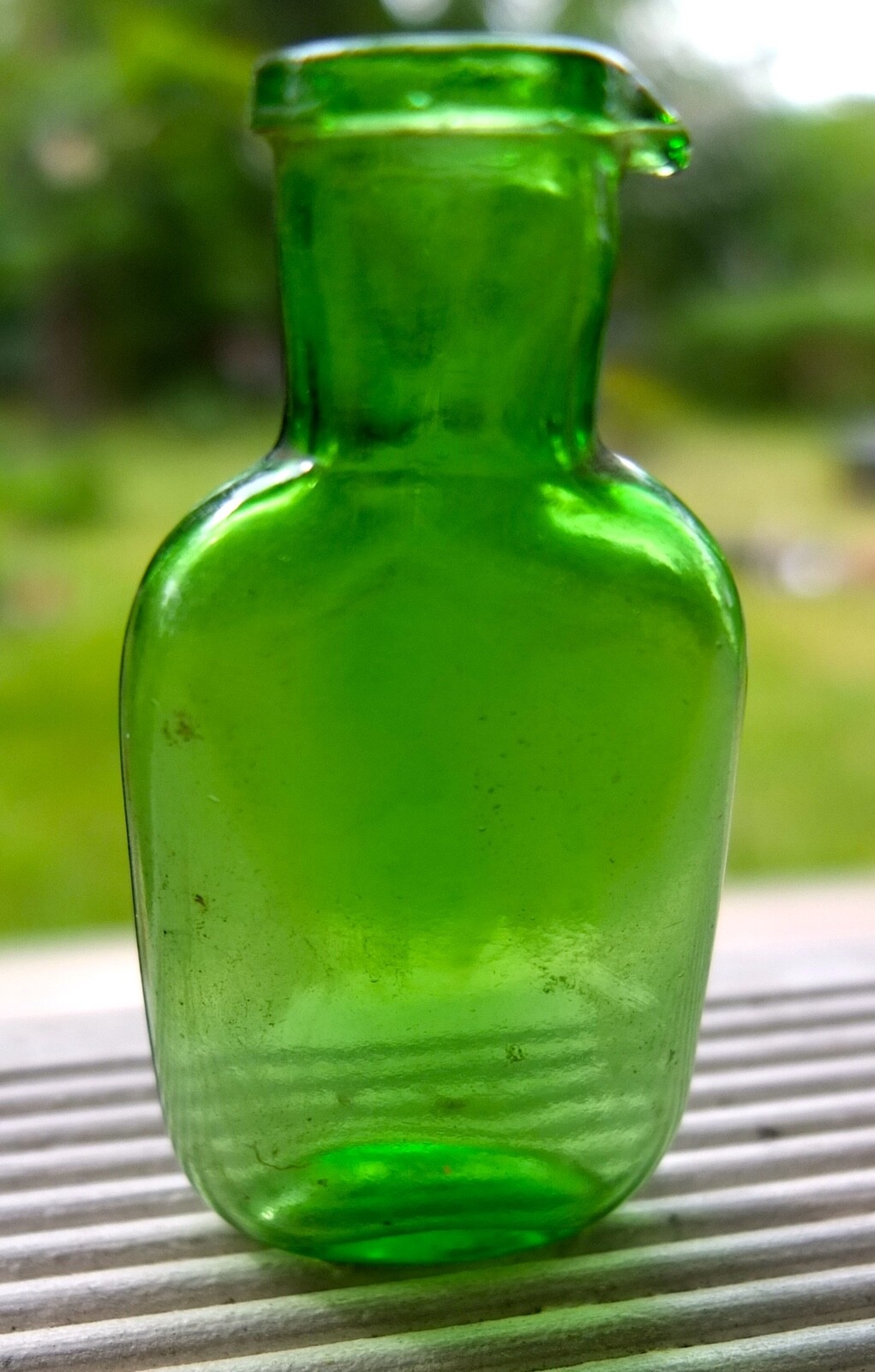 Vintage Green Glass Small Bootle