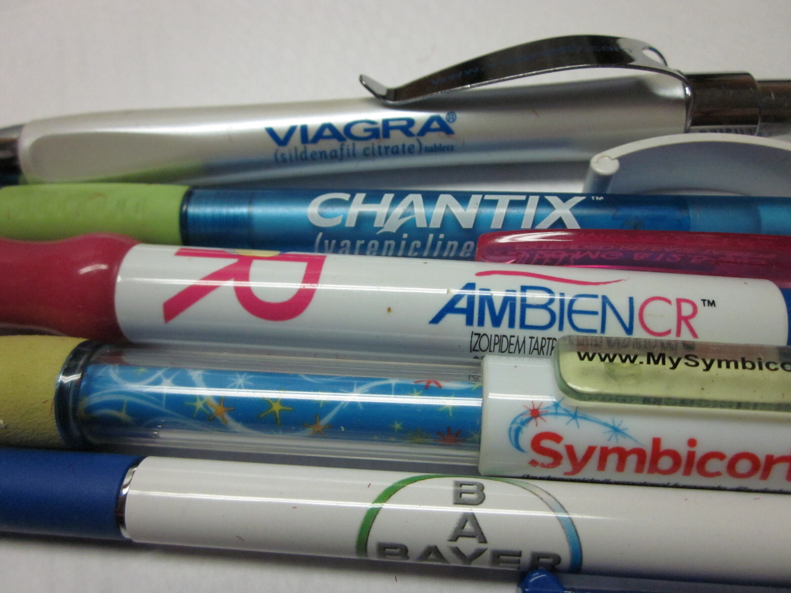 LOT OF 5 DRUG REP PENS; VIAGRA, BAYER, SYMBICORT, AMBIEN, CHANTIX,