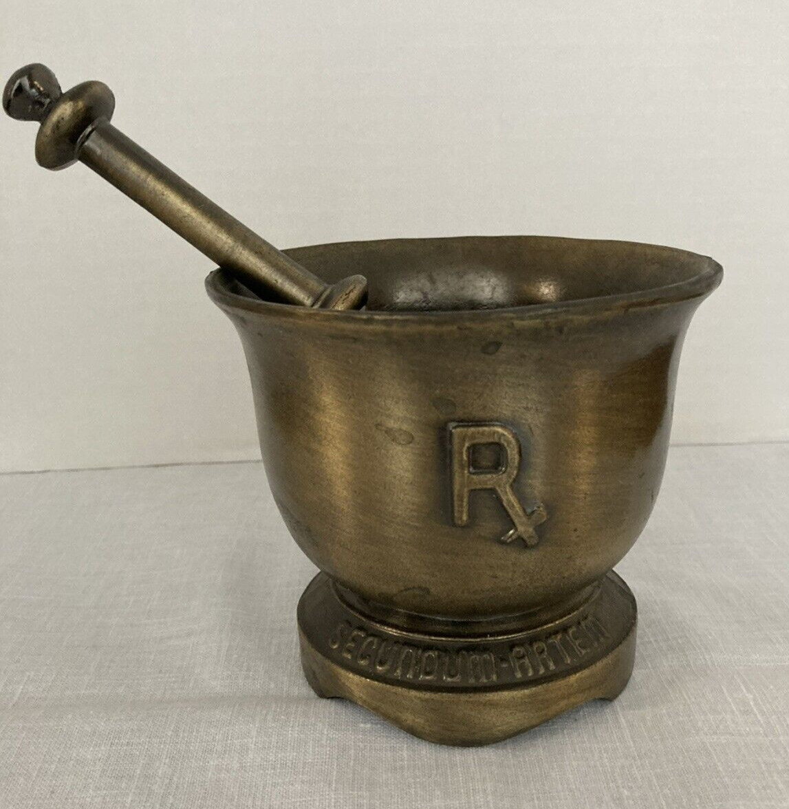 Brass Schering Mortar and Pestle, Dr. John Morgan, 4″ Tall, 1971