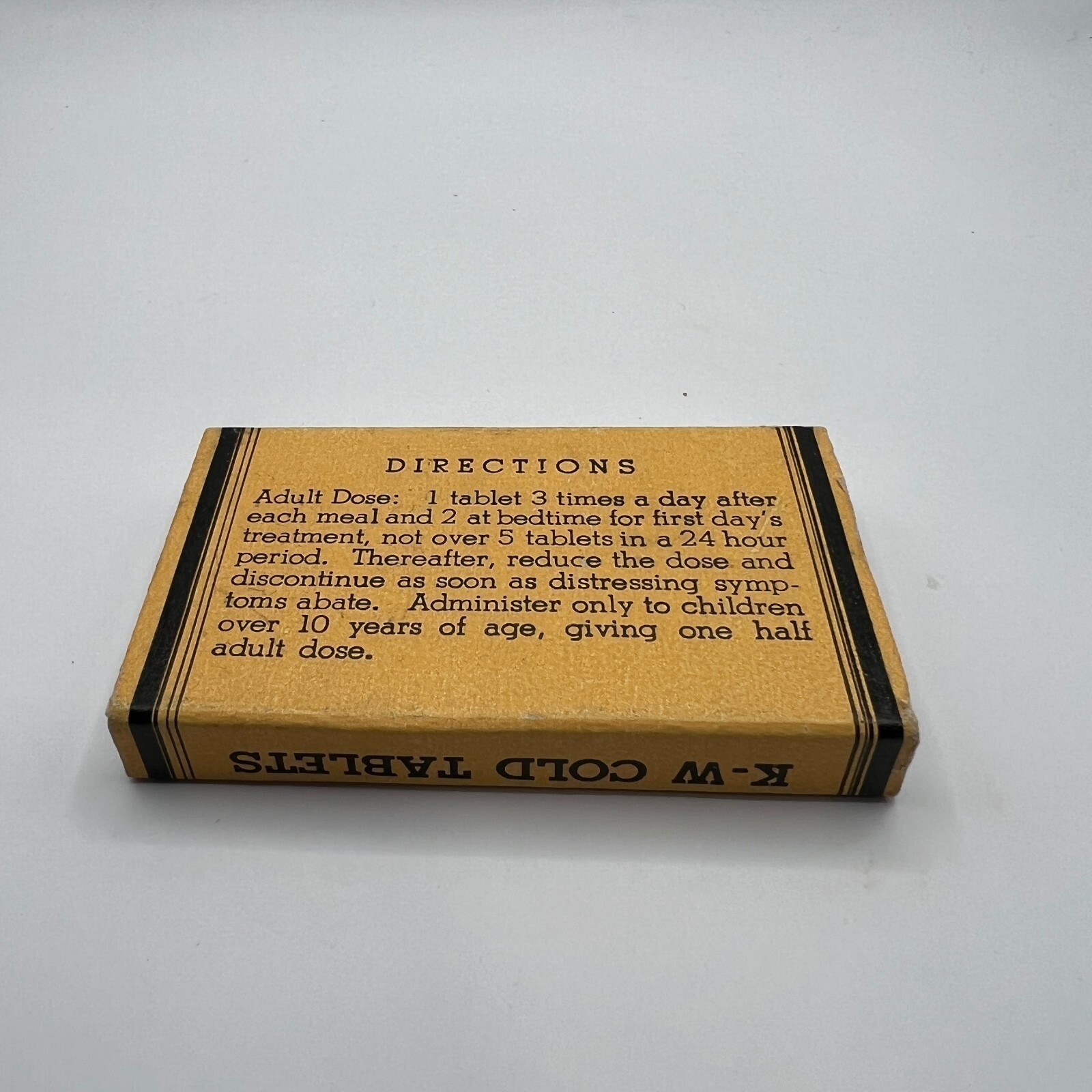 Vintage KW Cold Tablets Empty Box Morris Drug Co. Pill Cardboard
