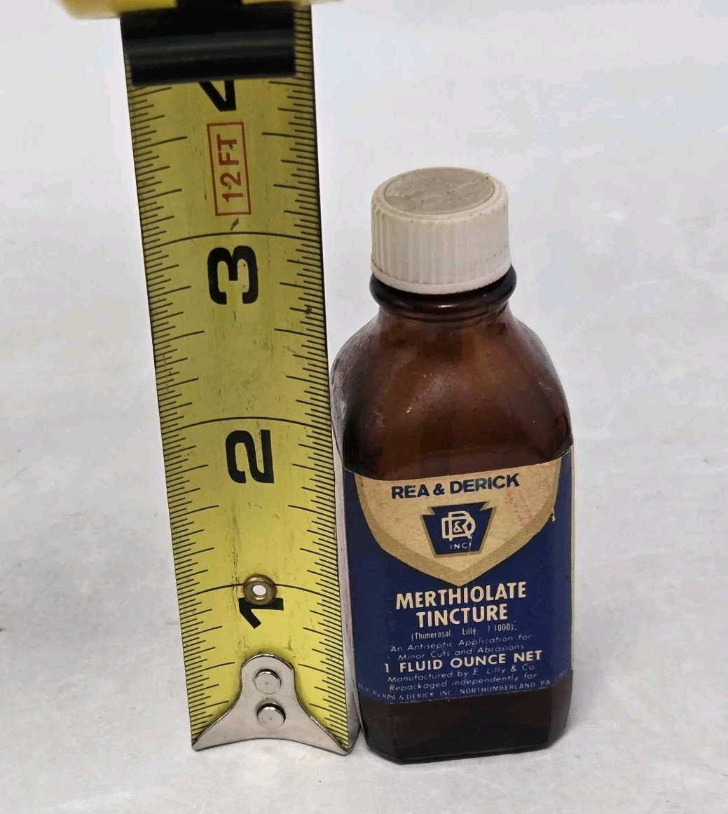 Vtg Tincture Of Merthiolate Apothecary Pharmacy Bottle Rea & Derick