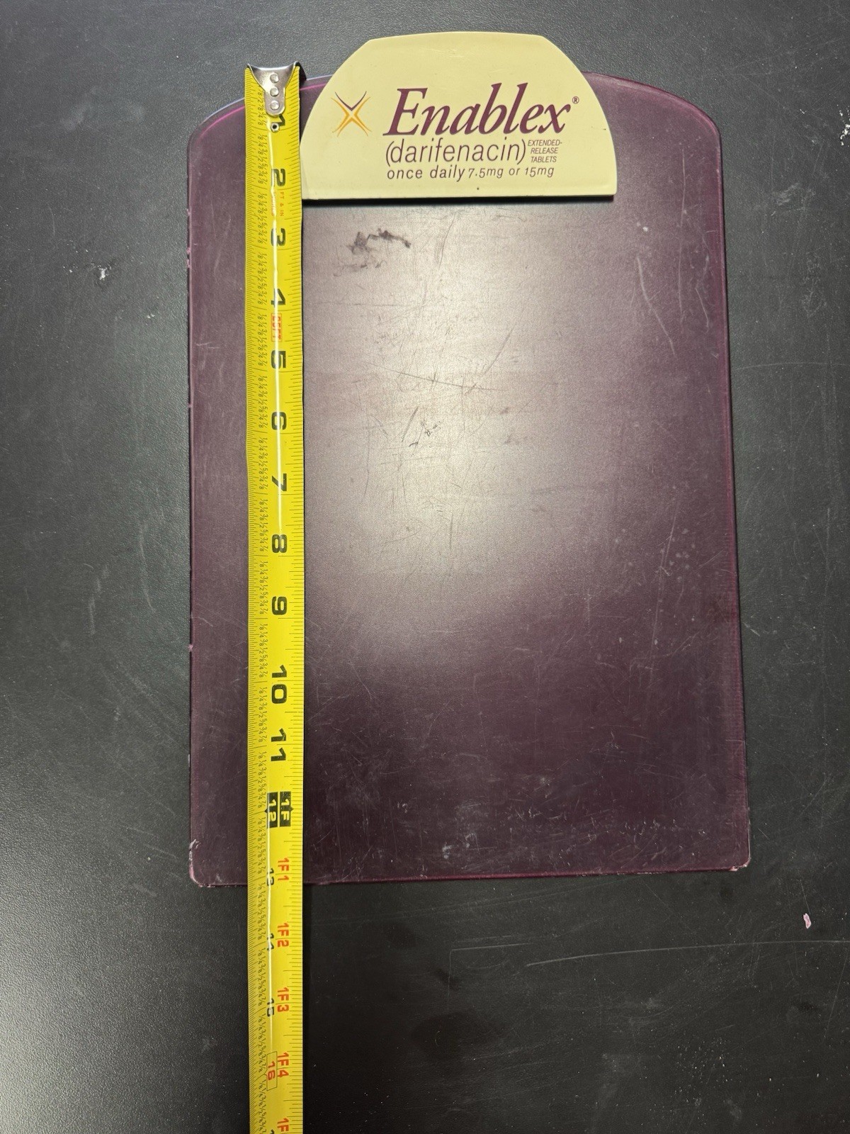 Vtg drug rep Pharmaceutical Advertising Promo Enablex clipboard Used Movie Prop