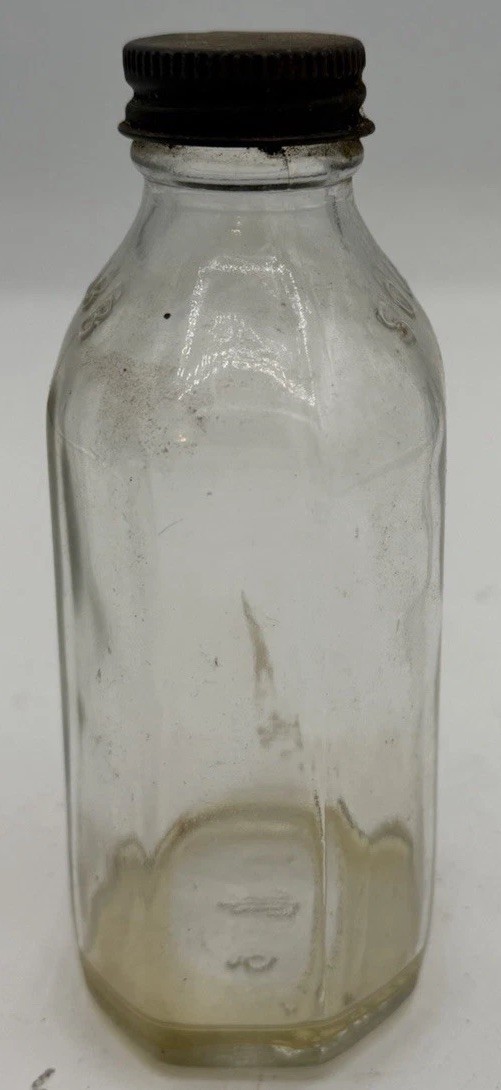 Vtg. Clear Glass SQUIBB 8 Side Medicine Pharmacy DESIGN Bottle USA