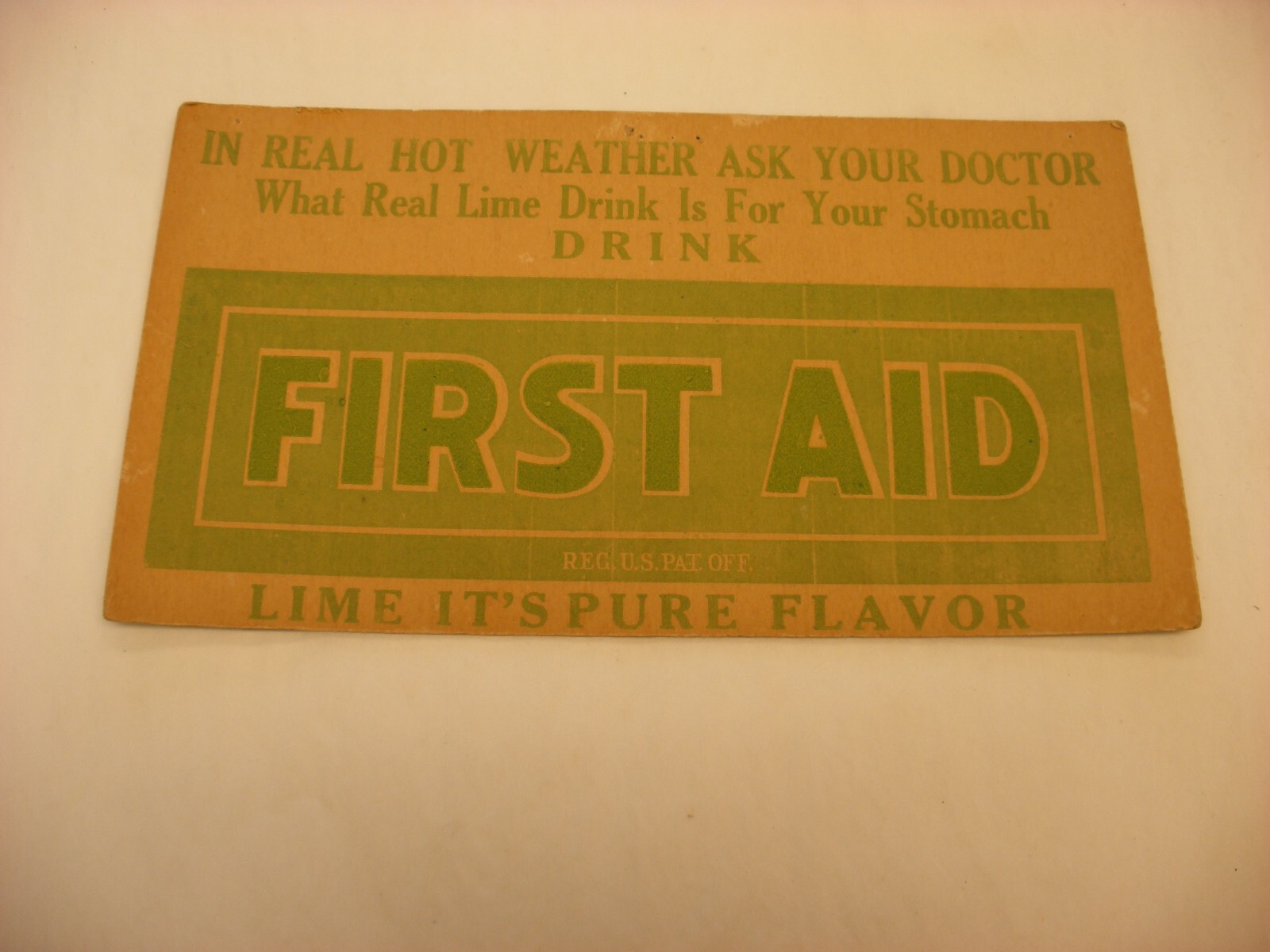Vtg Medical & Pharmacy Quack Cure – First Aid Lime Drink Advertising Sign