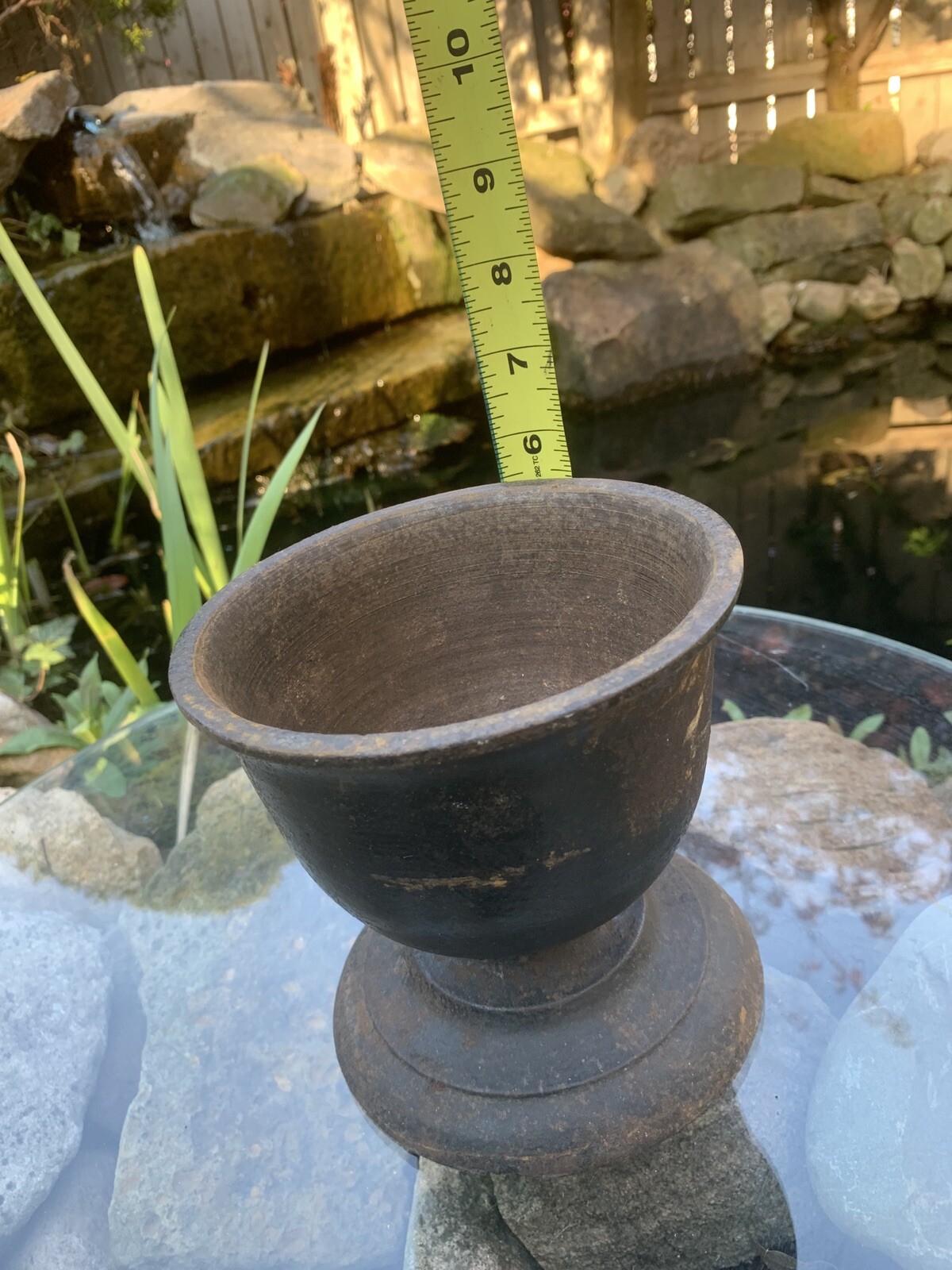 Rare Antique Primitive 19th Century Apothecary Cast Iron Mortar and Pestle Rx