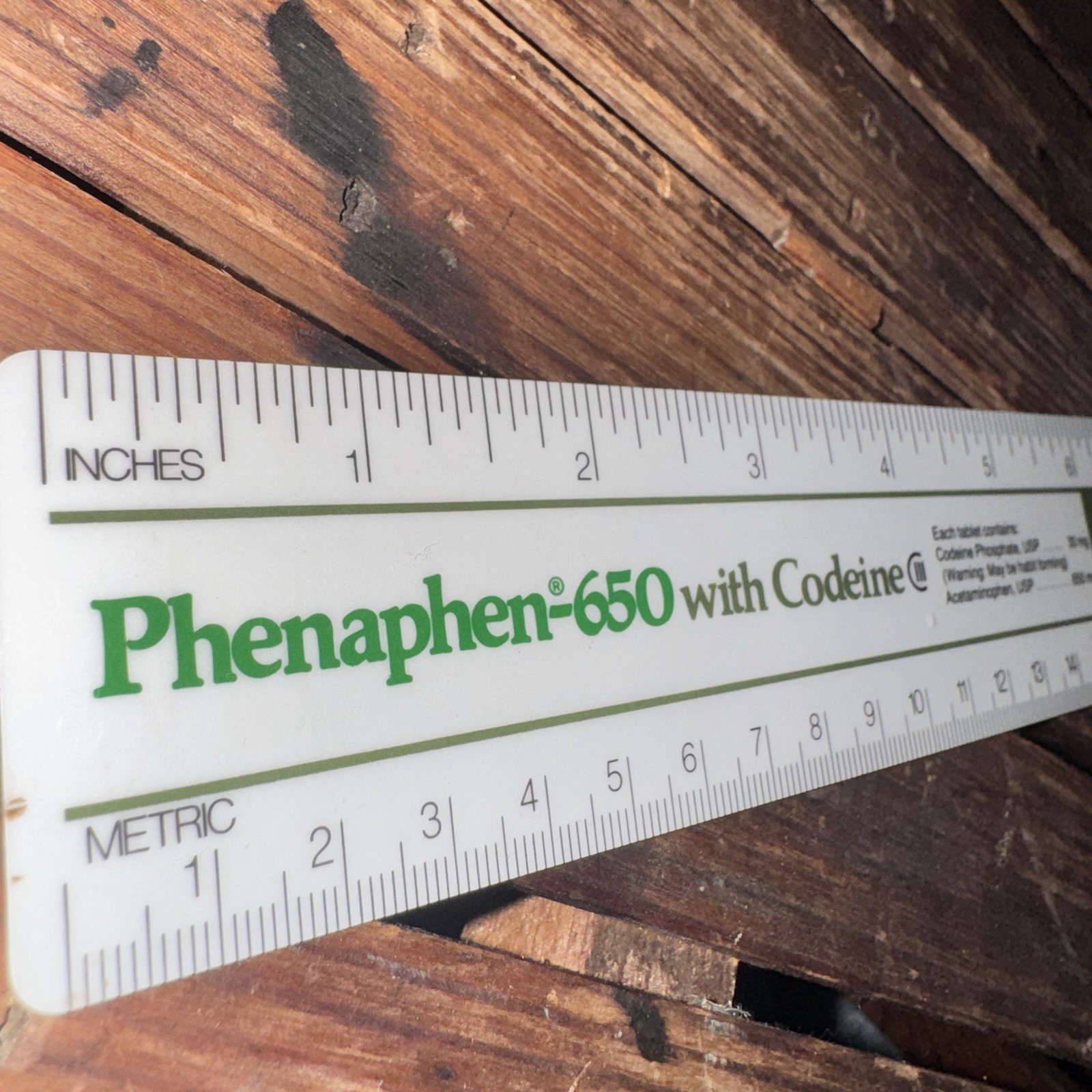 Vintage 1978 Phenaphen 650 w Codeine Drug Rep Ruler Pharmaceutical Medical Promo