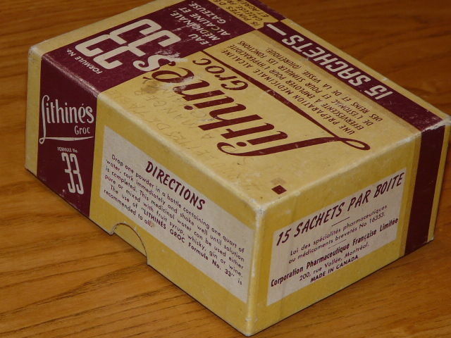 Vintage LITHINES Groc Formule No. 33 – Vintage Medicinal Water Bag Empty Box