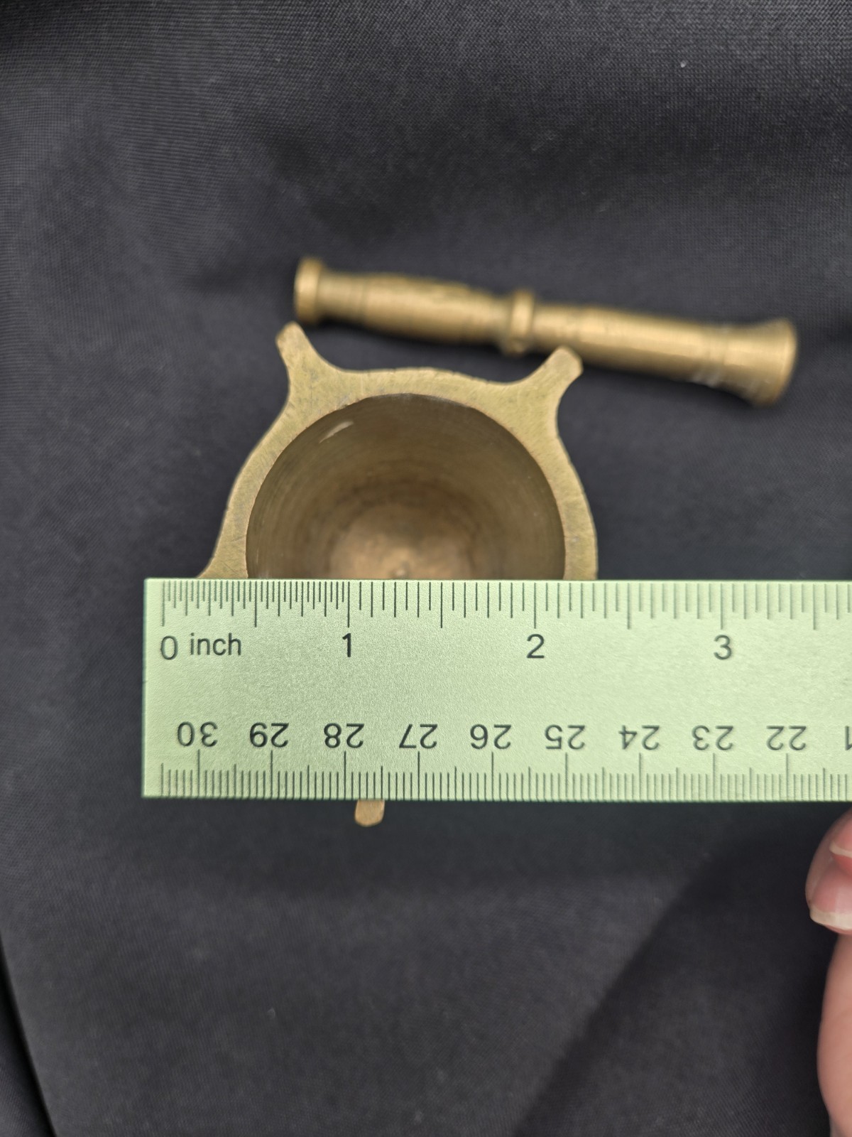 Vintage Solid Brass Mortar And Pestle, 2 X 2.75 And 3.75Inches