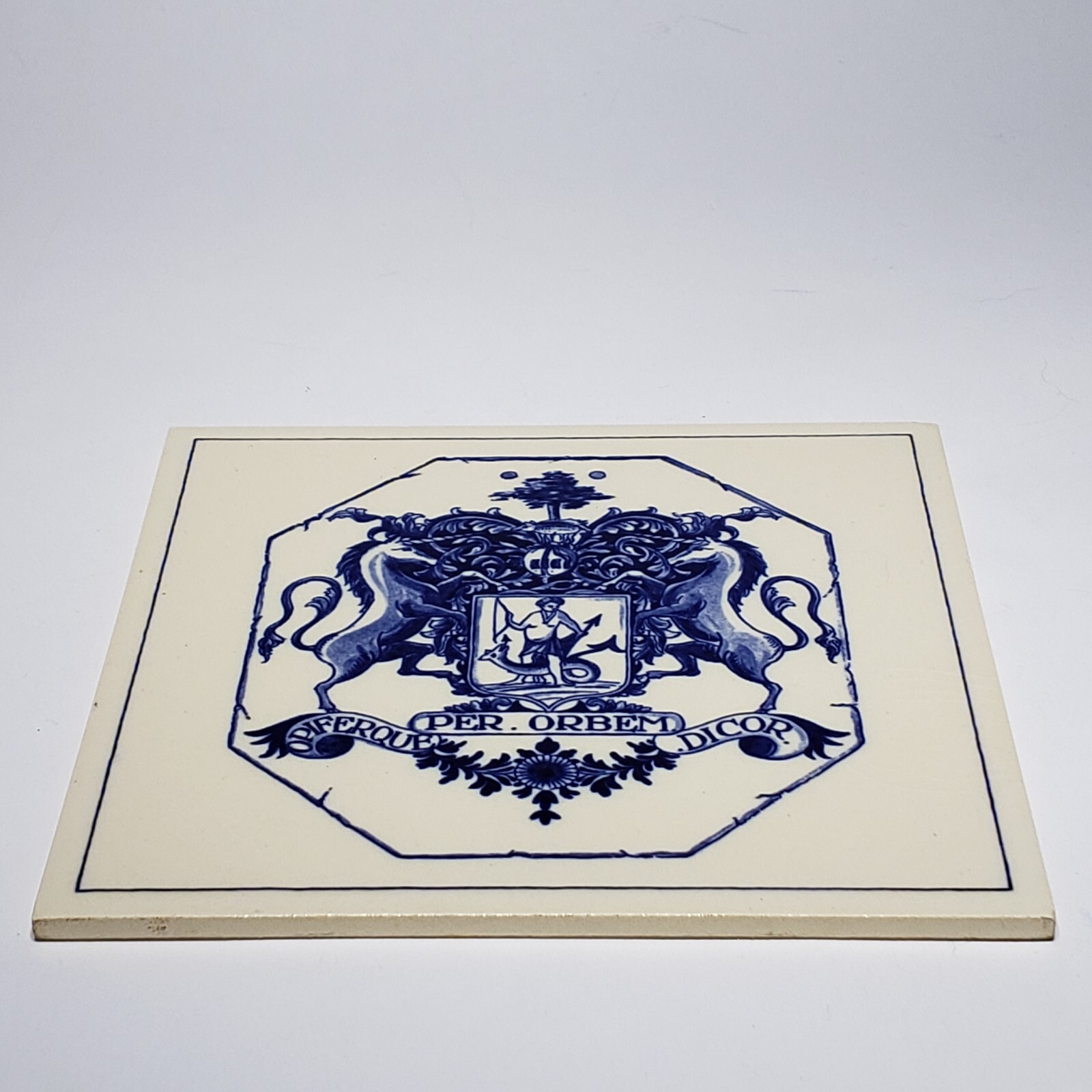Vtg Blue Pharmacy Chelsea Physic Garden Tile Delft Holland John Watts B688