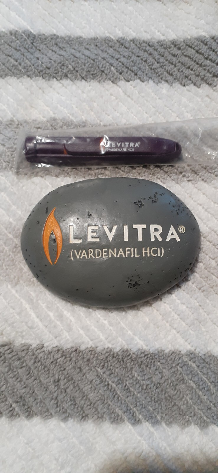 LEVITRA plastic pop up (slow opening) Pen & “Rock Hard” Paperweight!