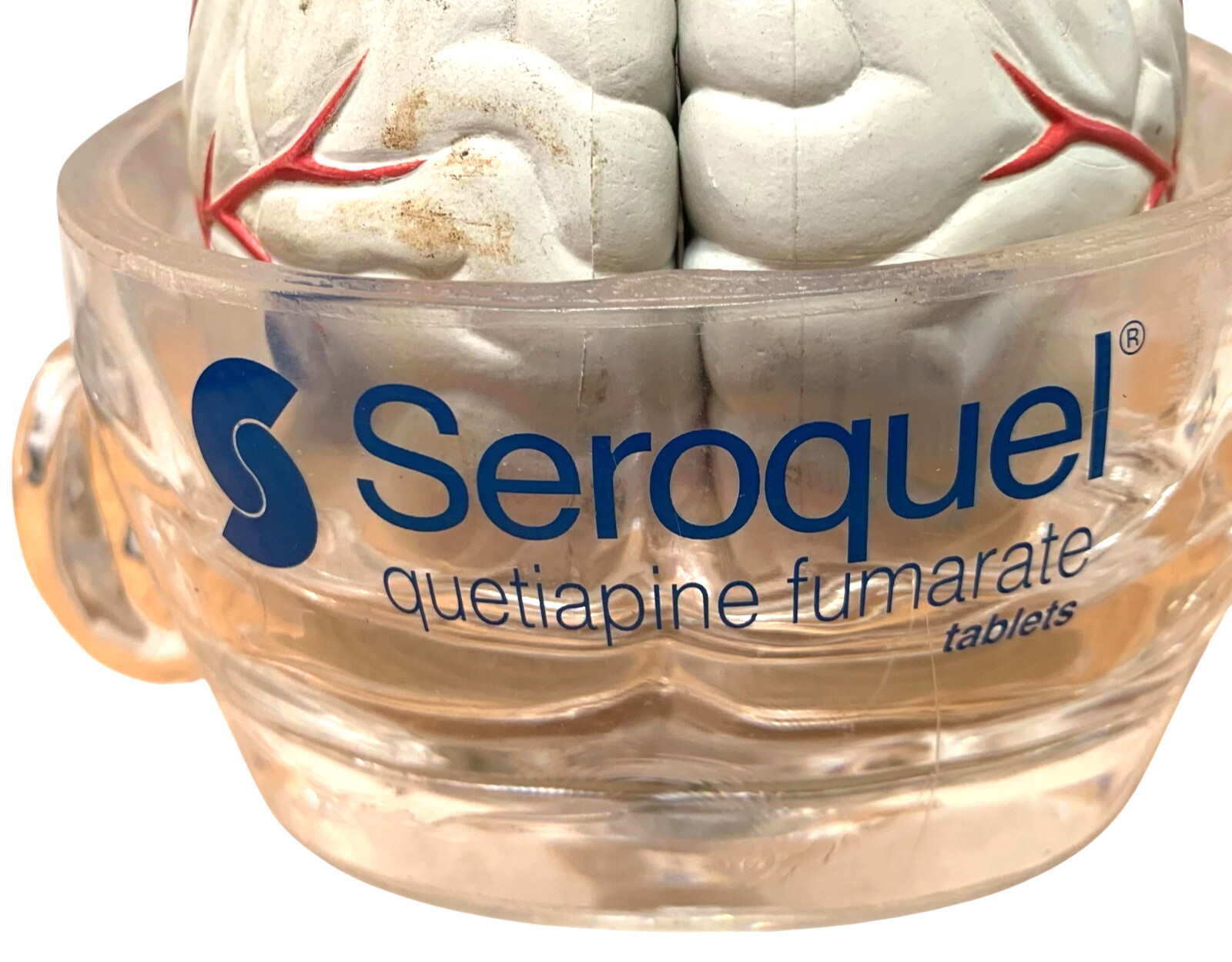 Vintage Seroquel Head Brain Anatomy Pharma Design Sales Display Removable Brain