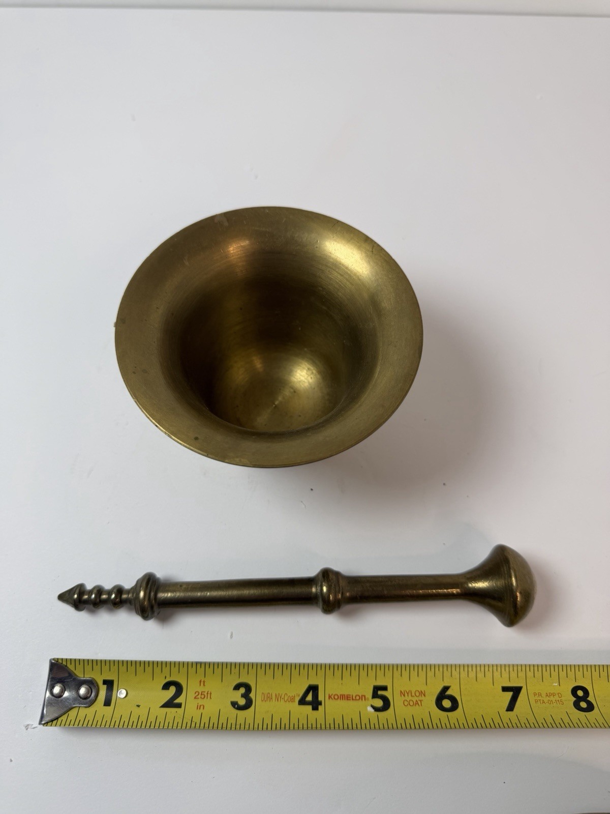 Solid Brass Design Face Mortar & Pestle Pharmacy Apothecary Vintage 3” Tall