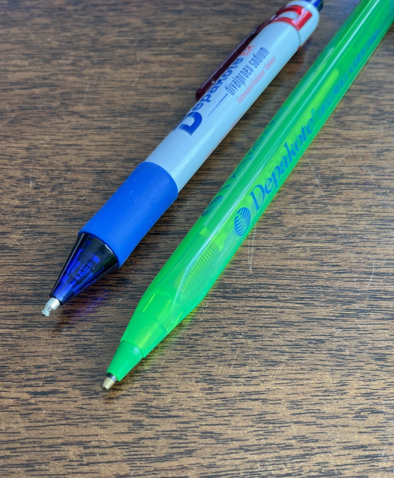DEPAKOTE Pair of 2 Medical Drug Rep Pharmaceutical Pen Used Blue Sample AbbVie
