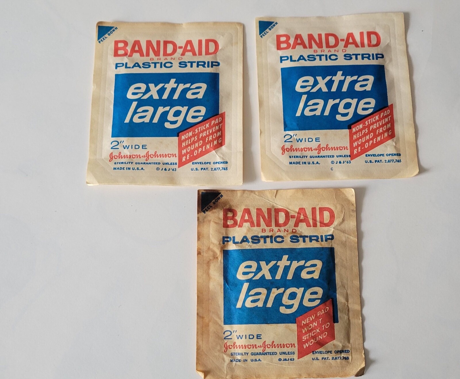 VINTAGE (3) Packs BAND-AID PLASTIC STRIPS – EXTRA LARGE 2″ wide sealed packs