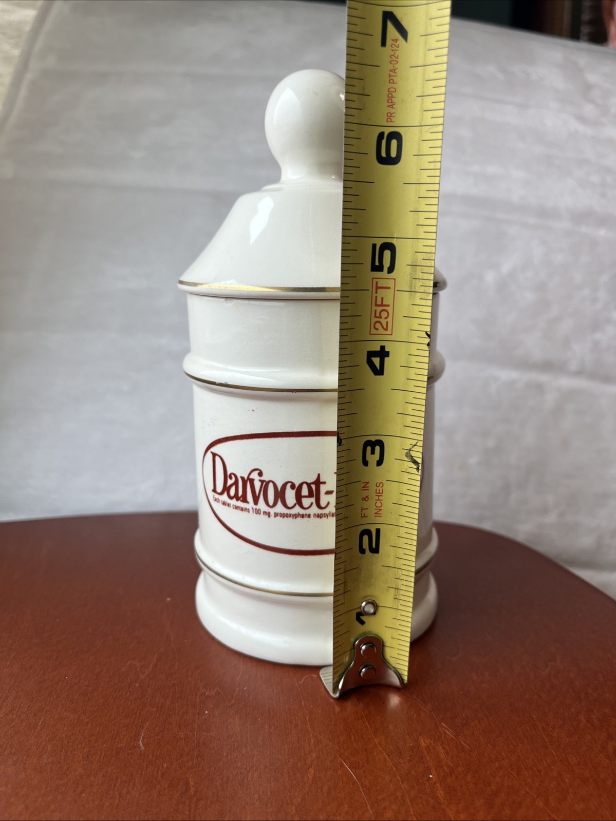 Vintage Darvocet-N 100 Porcelain 7” Apothecary Jar Pharmaceutical Darvon 65