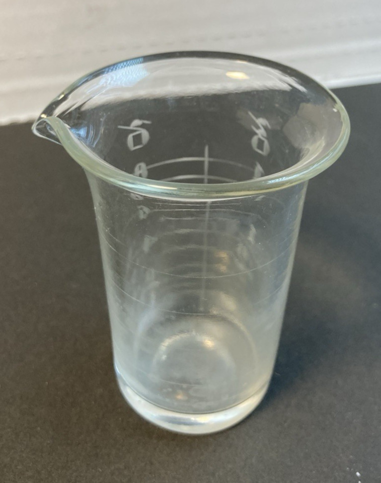 Vintage Beaker- 1 fl. ounce to 8 fl. dram Glass Apothecary with Measuring Spout