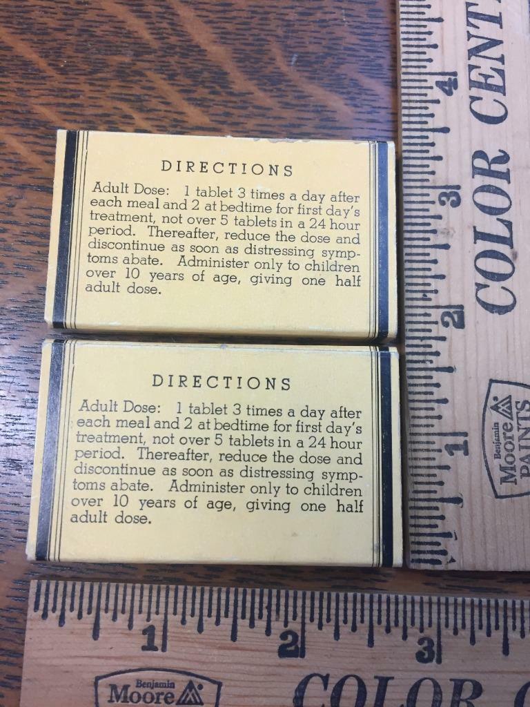Lot of 2 Vintage K.W. Cold Tablets Morris Drug Co. Pill Cardboard Box Empty KW