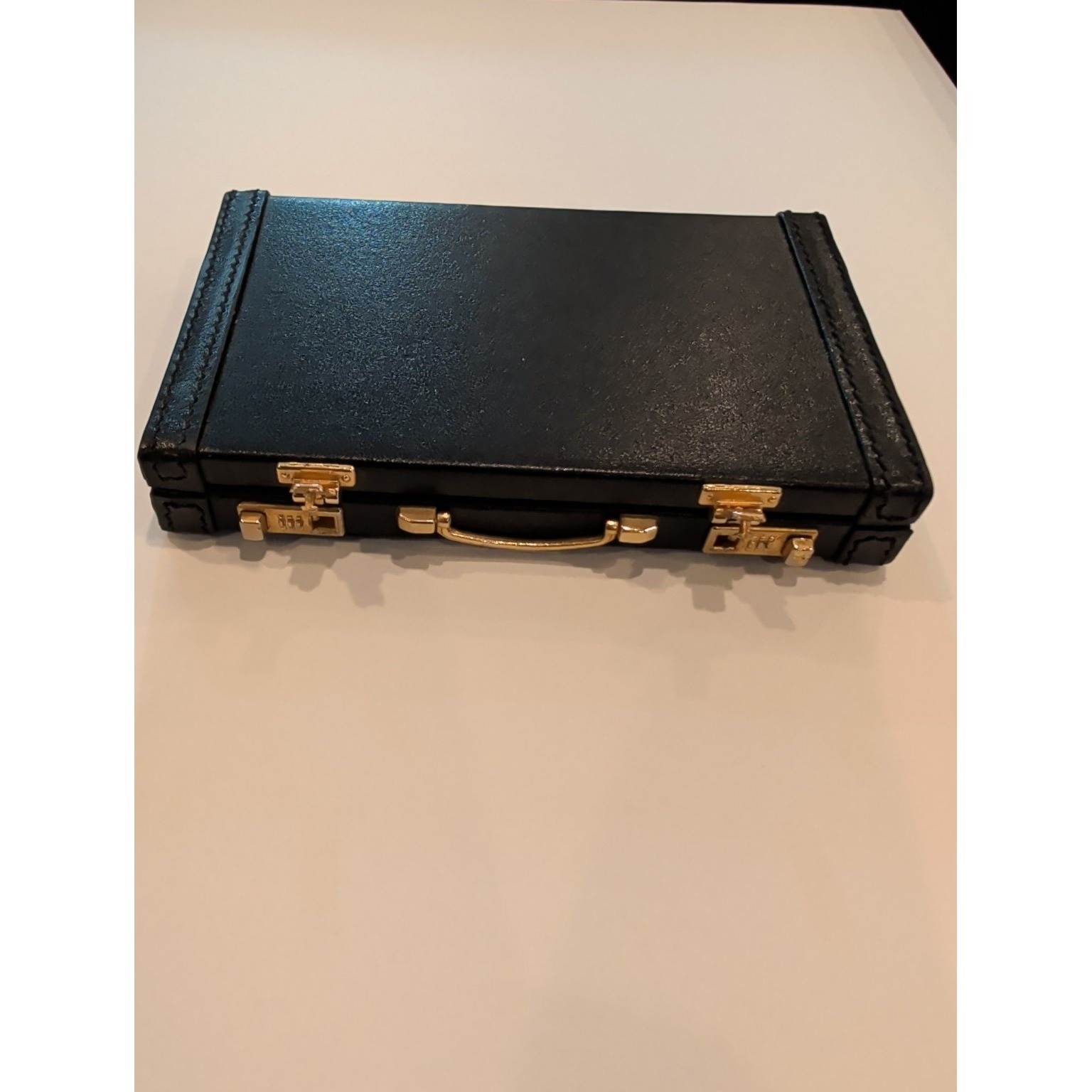 Vintage ZIAC Pharma Rep Miniature Briefcase Business Card Holder Black Gold Case