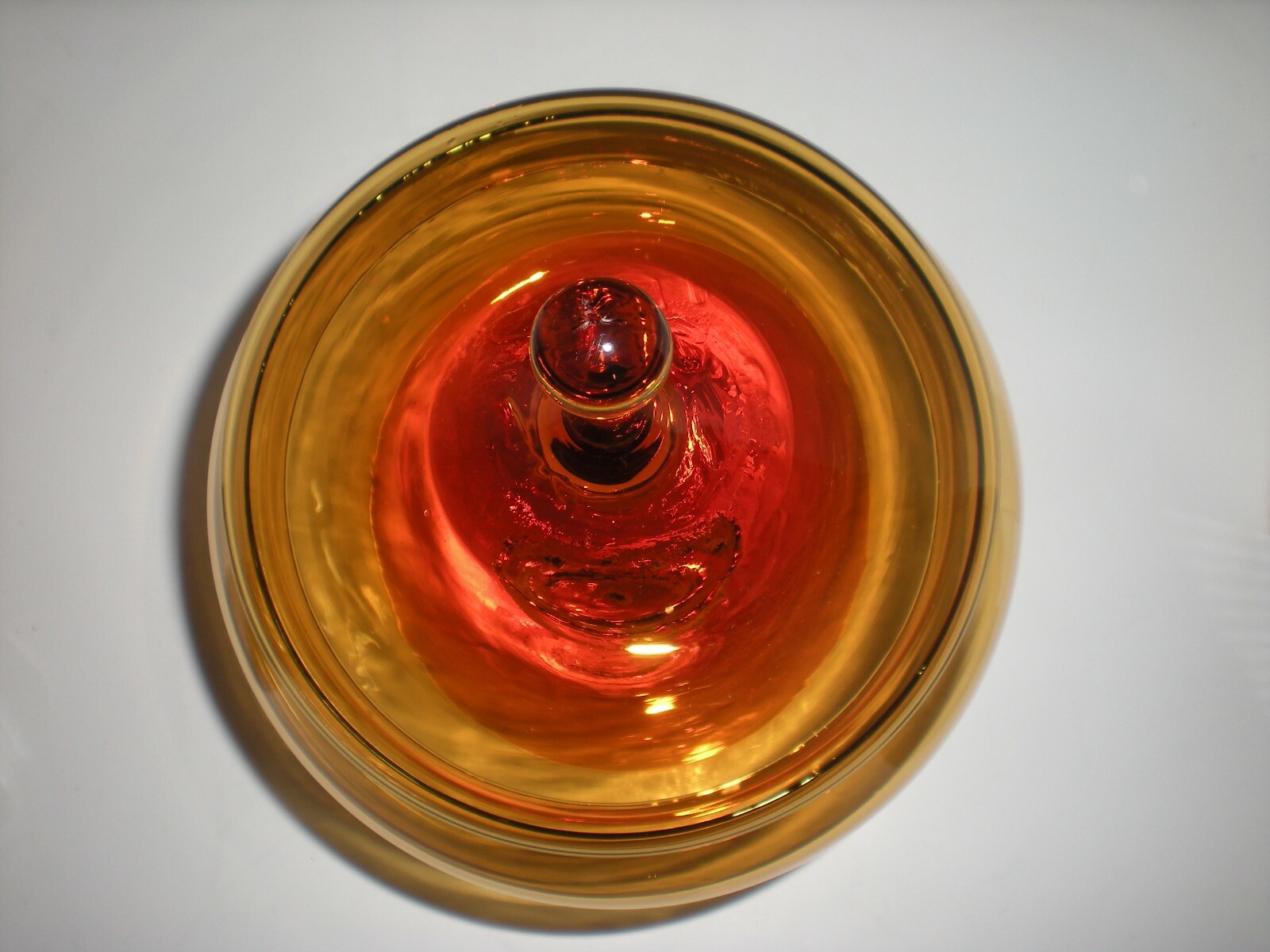 12″ Amber Apothecary Jar Empoli Italian Canister Circus Tent Lid Vtg Hand Blown