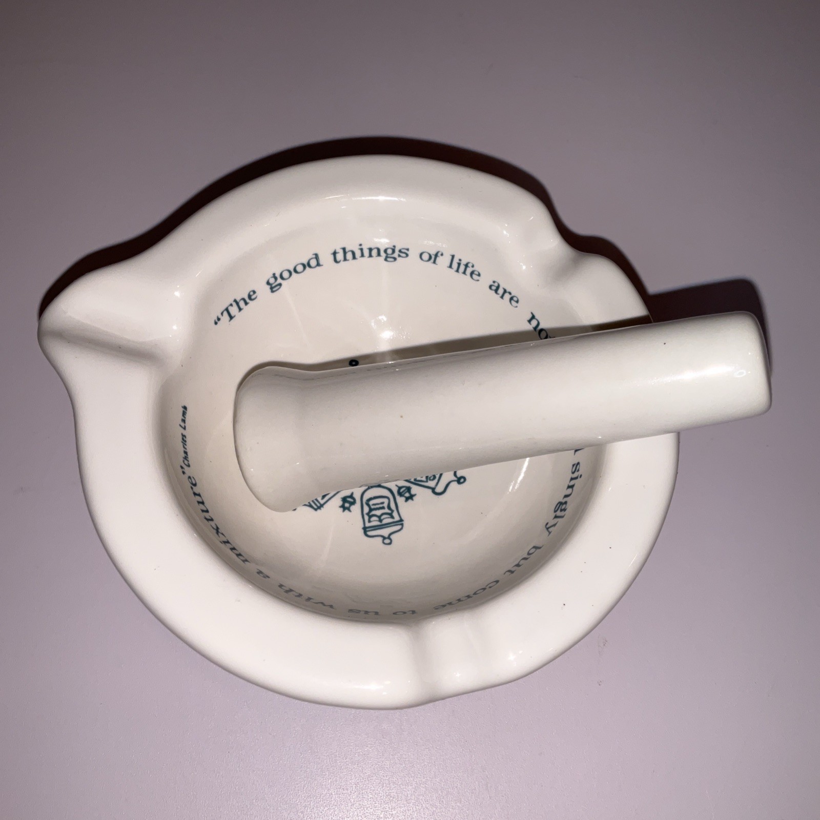 Vtg Merck Sharp & Dohme Porcelain Pharmacy Mortar / Pestle Ashtray