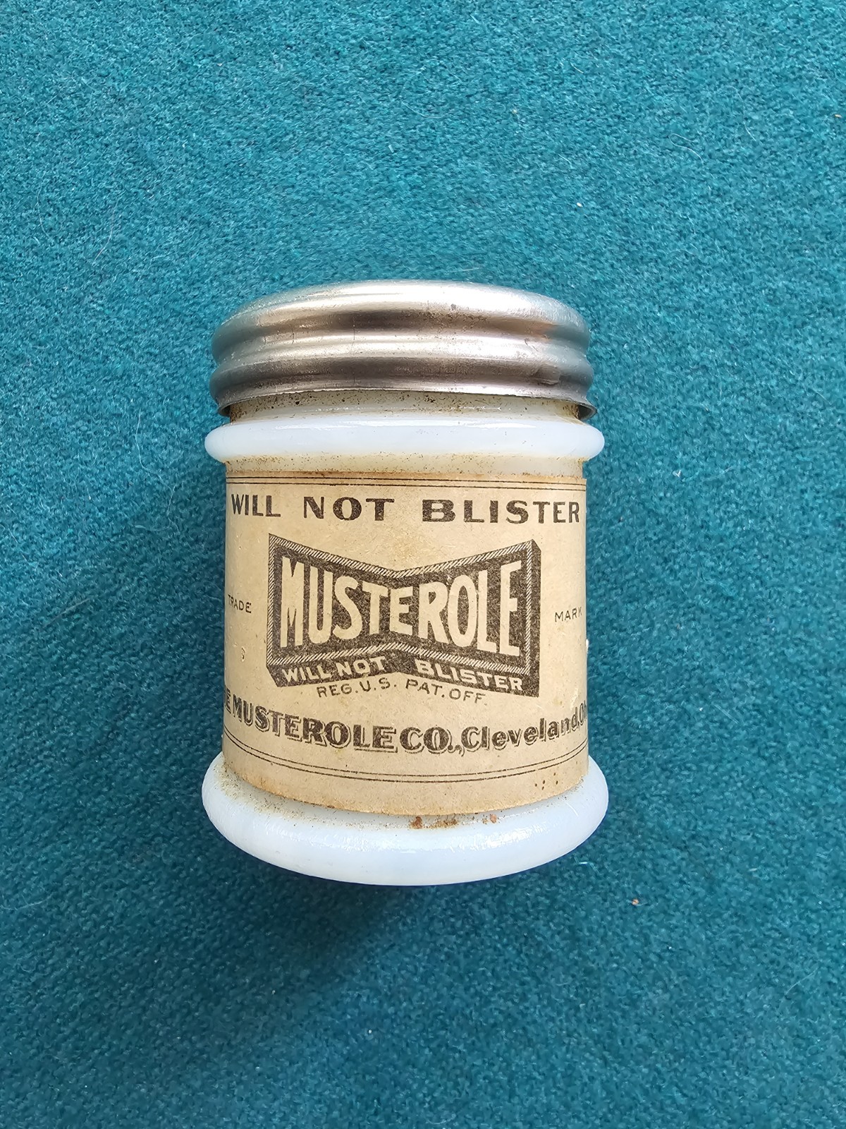 1900s Musterole Ointment, Milk Glass Medicine Jar