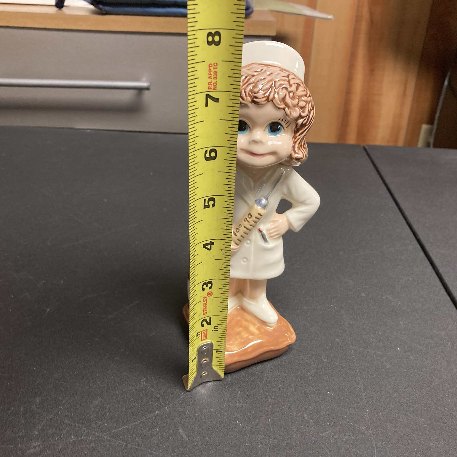 Vtg ‘85 Ceramic Big Eyed Smiley Nurse Figurine Whimsical Decor, Grad Presents