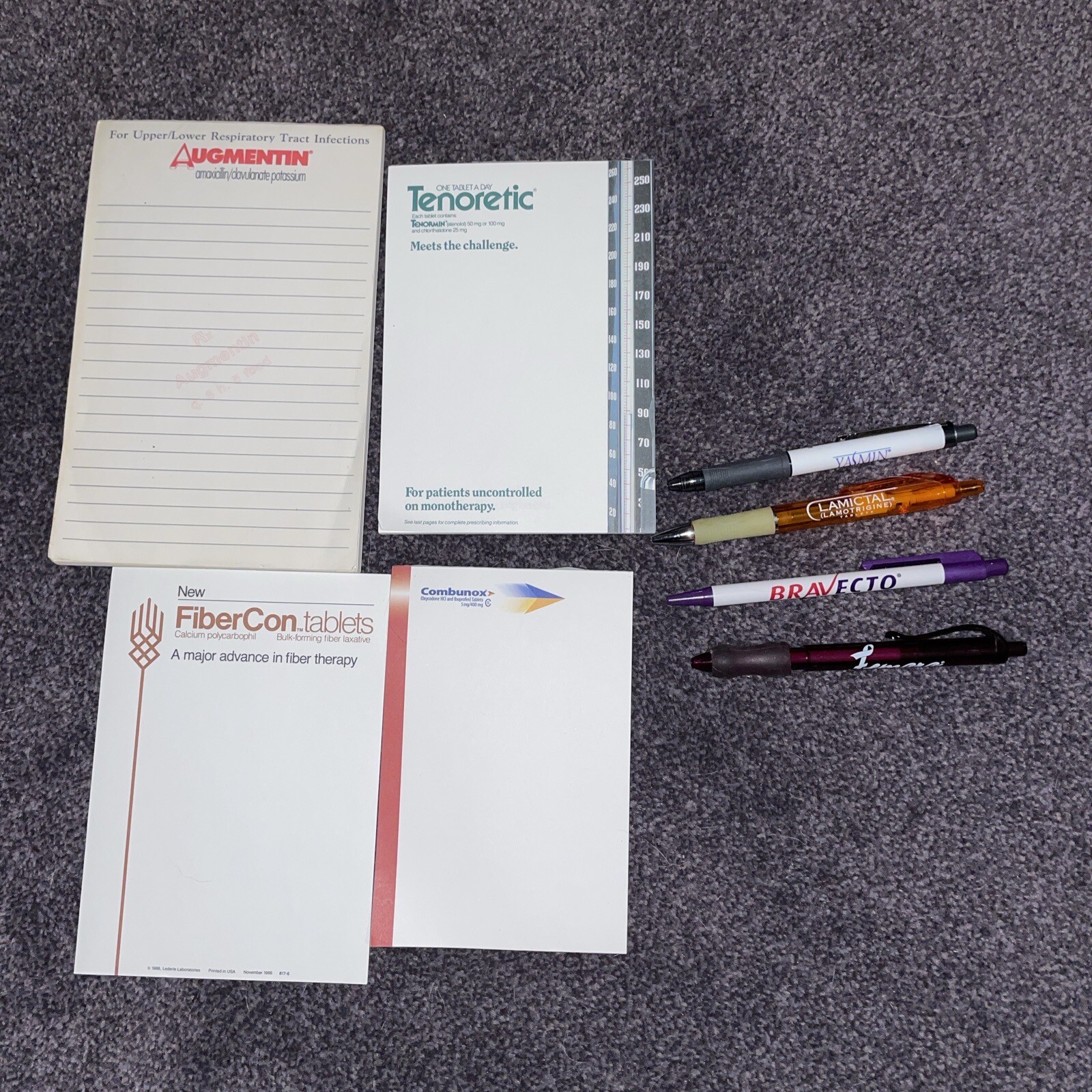 4 VINTAGE Promo Pharmaceutical Drug Rep Doctor Note Pad Paper And Pens Lot