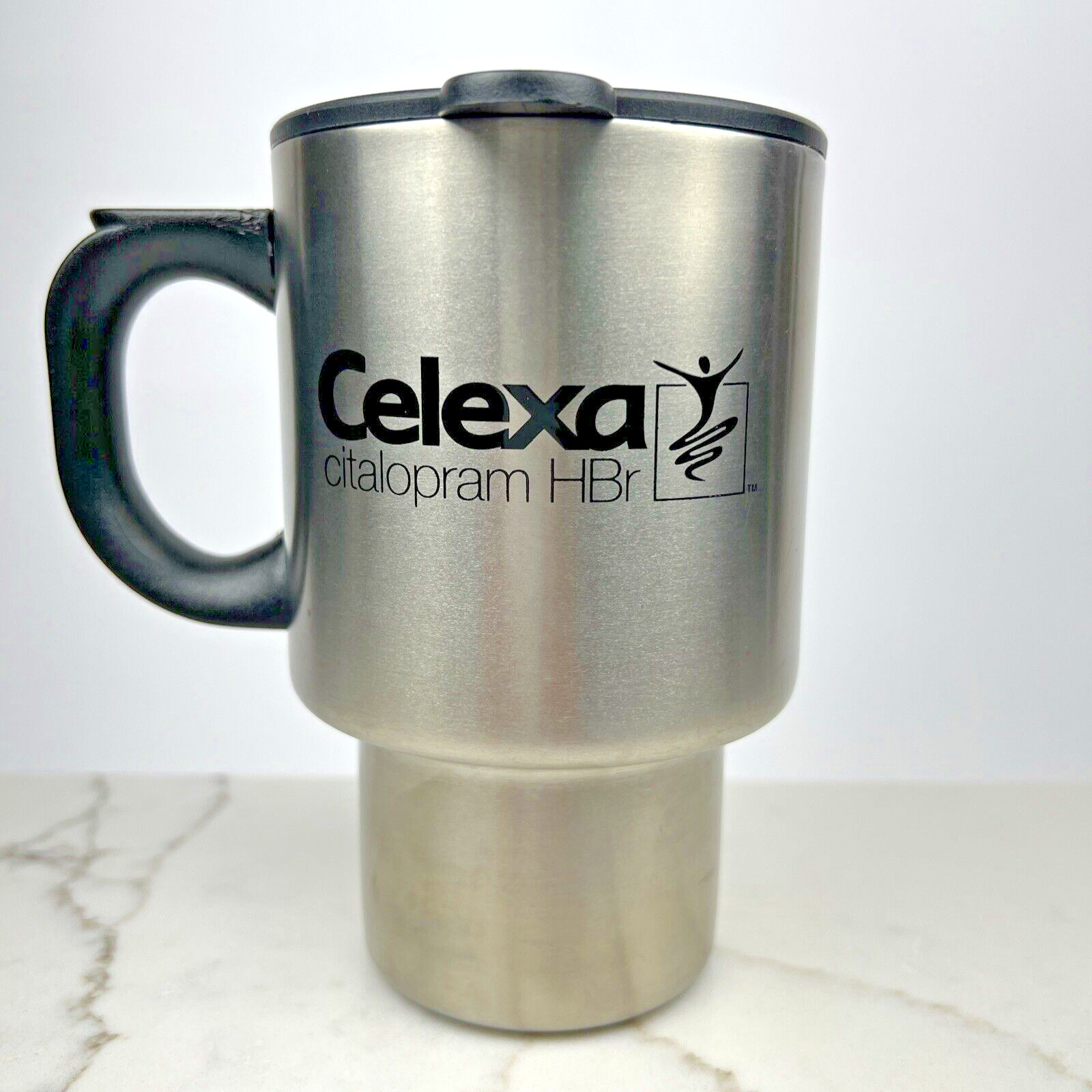 Celexa Pharmaceutical Advertising Travel Mug Stainless Steel 1998 Vintage RARE