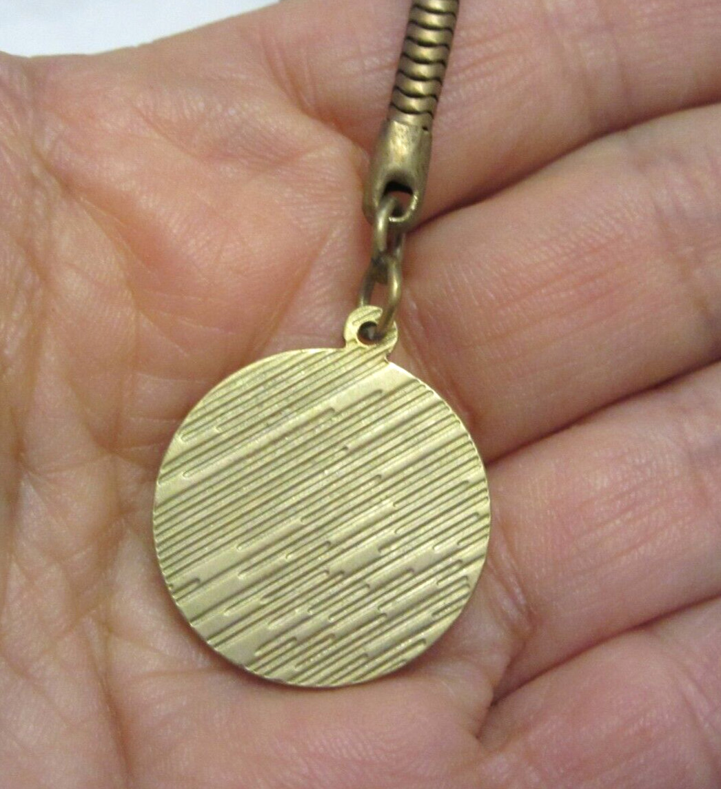 VTG 1992 PHARMACY WEEK Gold Tone Key Chain Pestle & Mortar