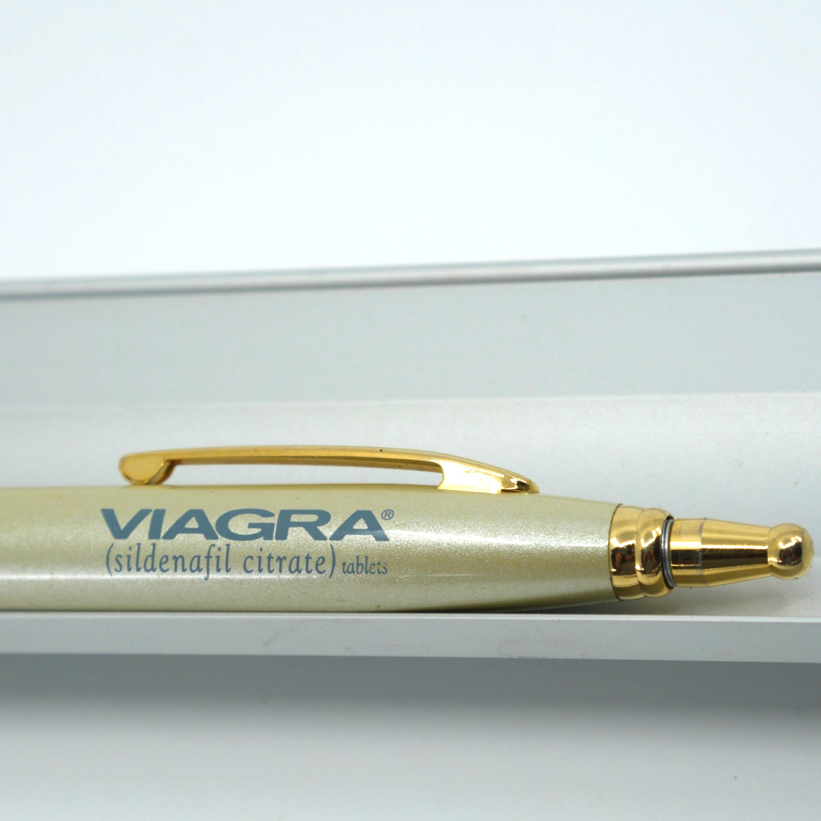 Vintage VIAGRA click gold Drug Rep Pharmaceutical Advertising Pen Metal