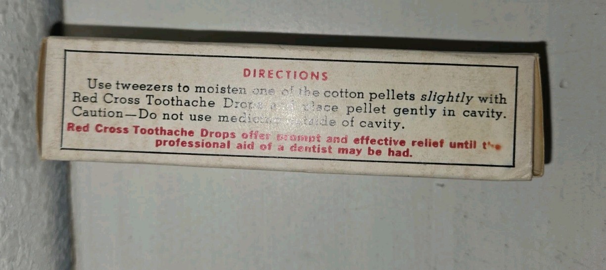 Vintage Red Cross Toothache Outfit Contains Tweezers And Cotton Pellets NOS