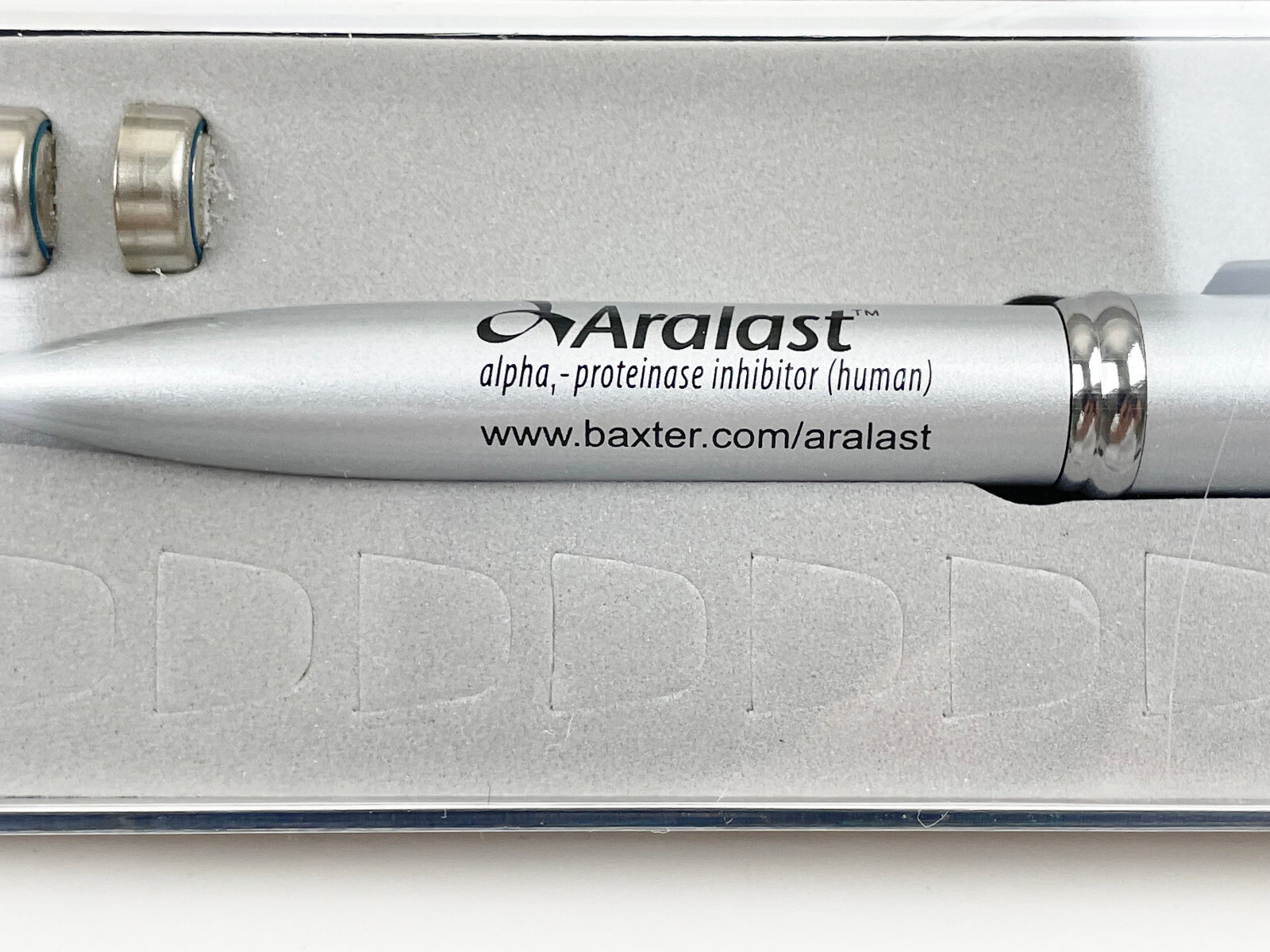 ARALAST METAL PEN – PHARMACEUTICAL GIVE-AWAY – BLACK INK – BRAND NEW