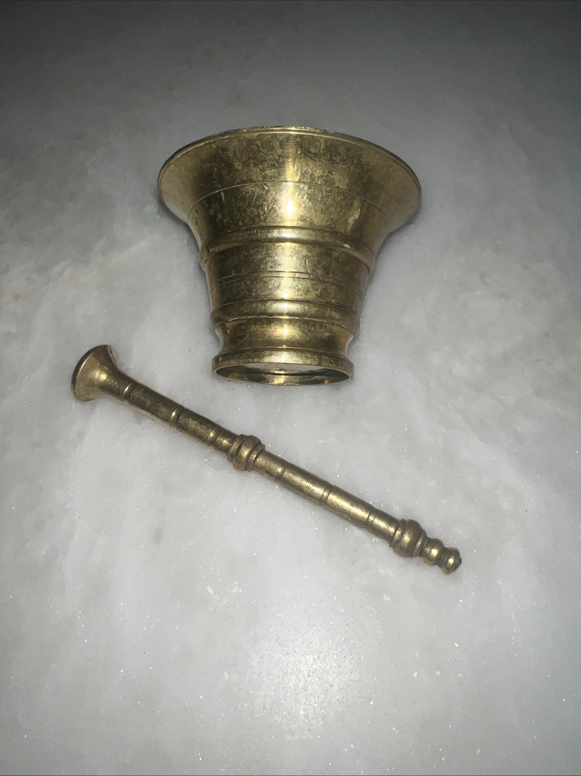 Rx Brass Mortar and Pestle Apothecary Pharmaceutical 3” Vintage Solid Brass Drug