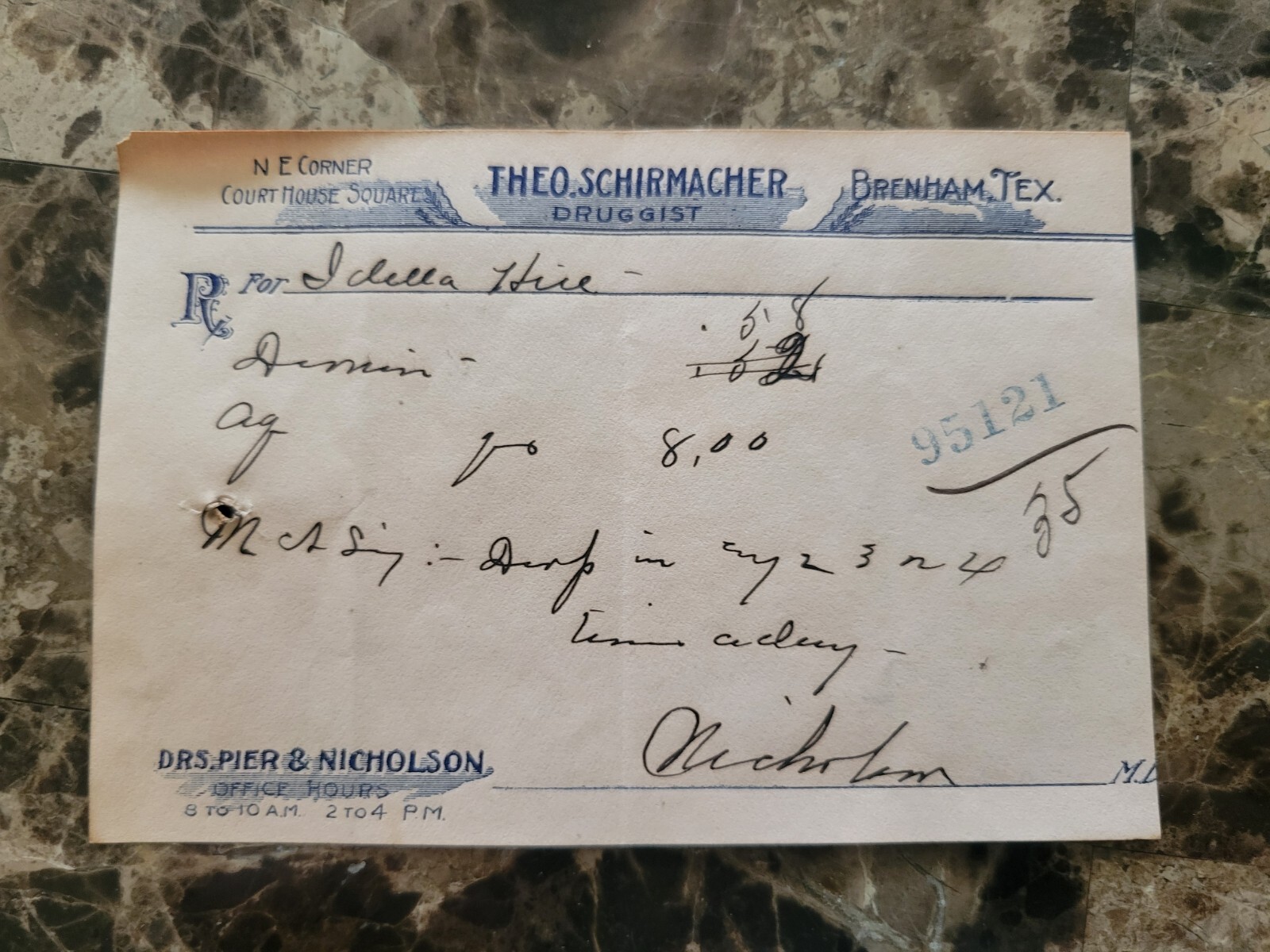 File box & 97 antique prescriptions (1911) – Dionin, Codeine, Infant Anodyne
