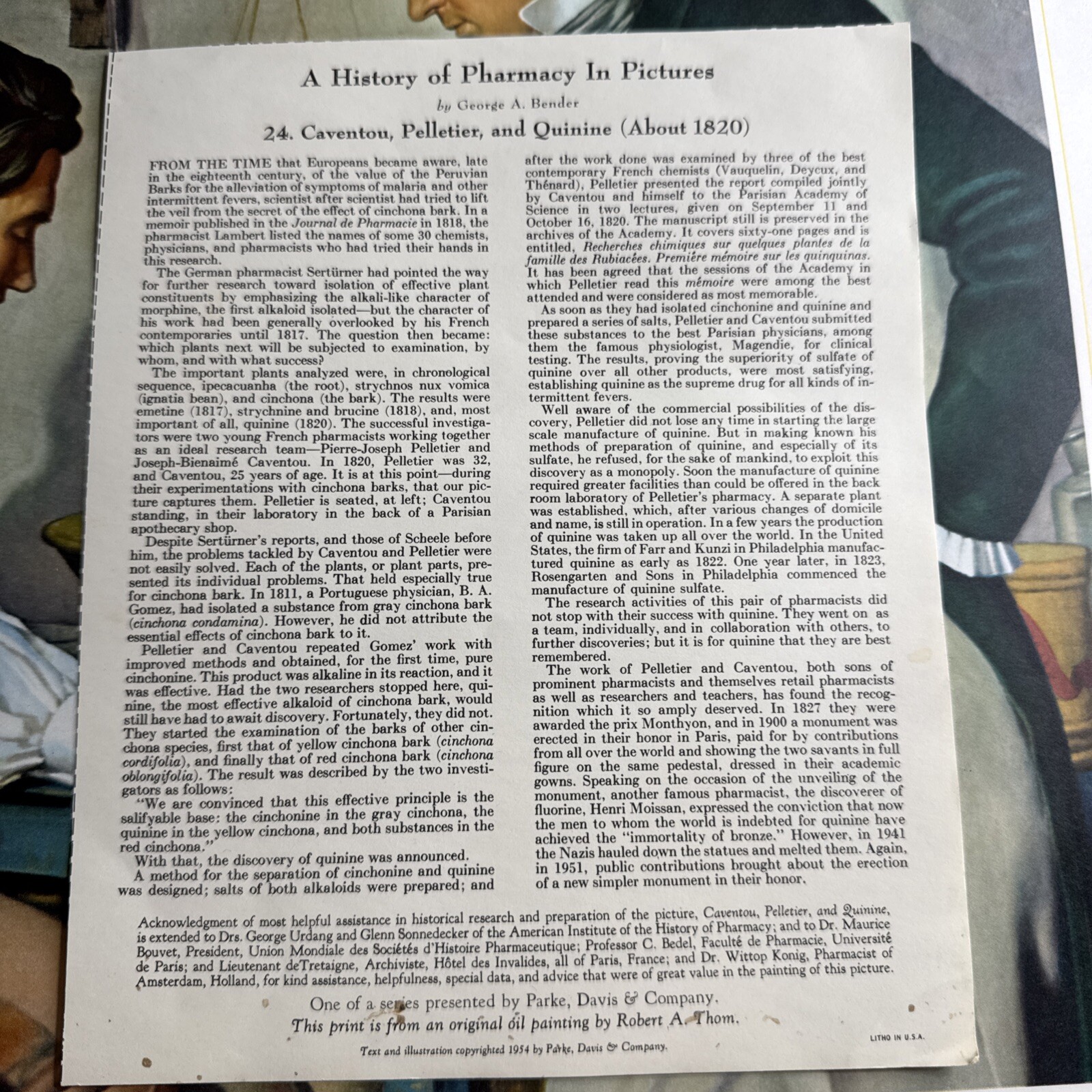 A HISTORY OF PHARMACY IN PICTURES 1954 PRINT# 24 Great Gift For Doctor 22″×18″