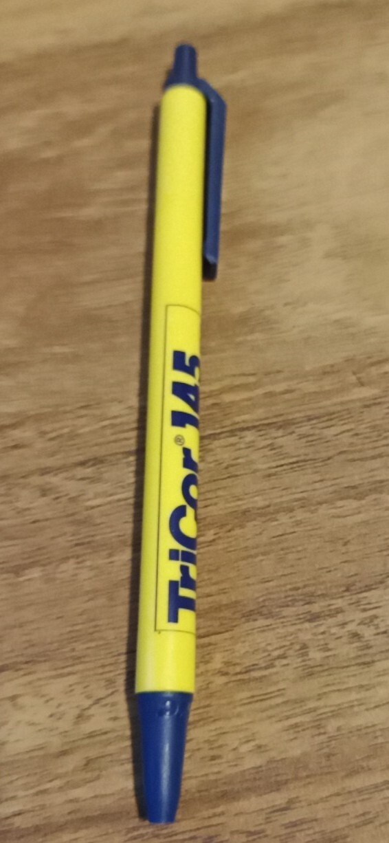 Tricor 145 Blue Yellow Pharmaceutical Drug Rep Pen
